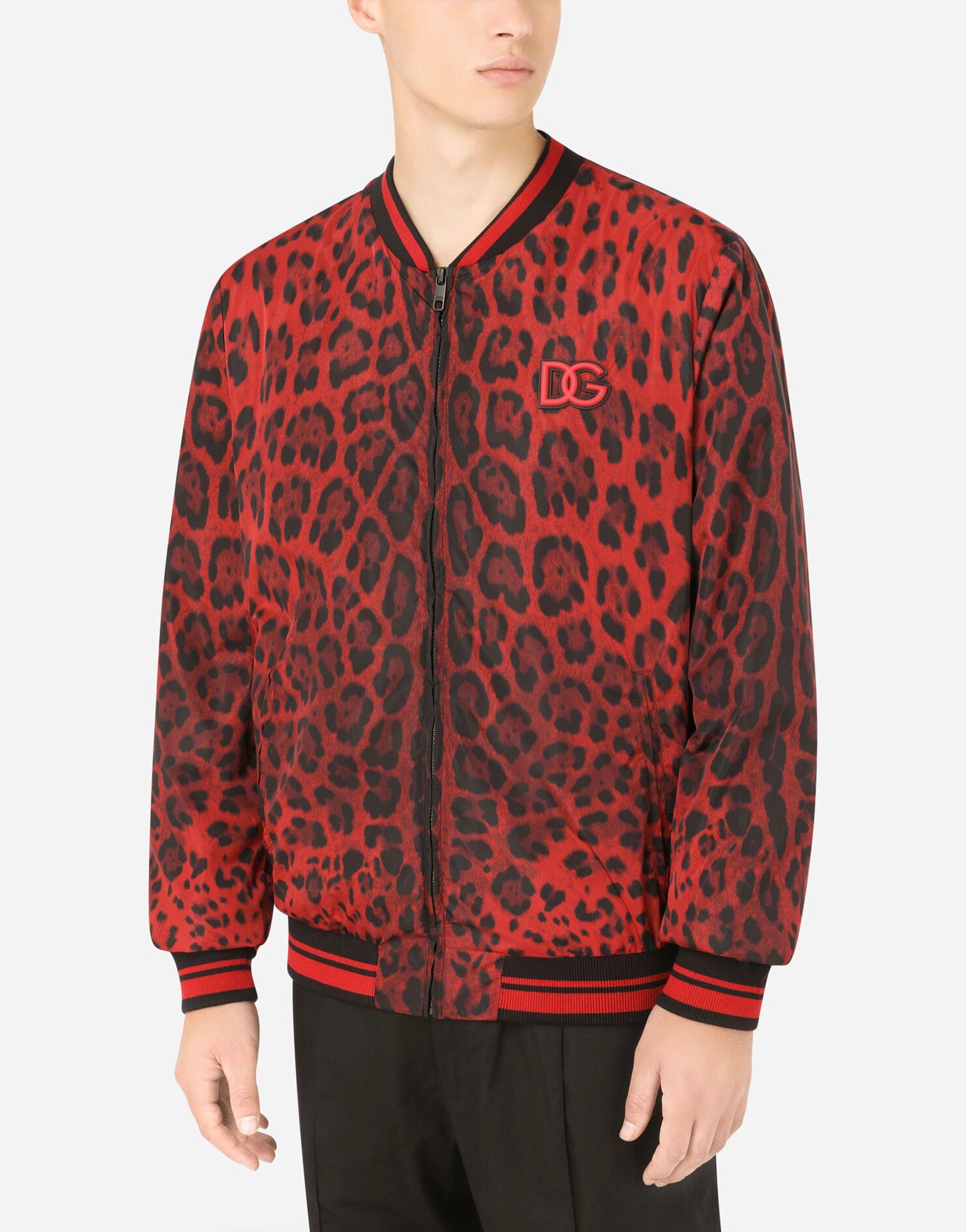 Red and black leopard print jacket discount