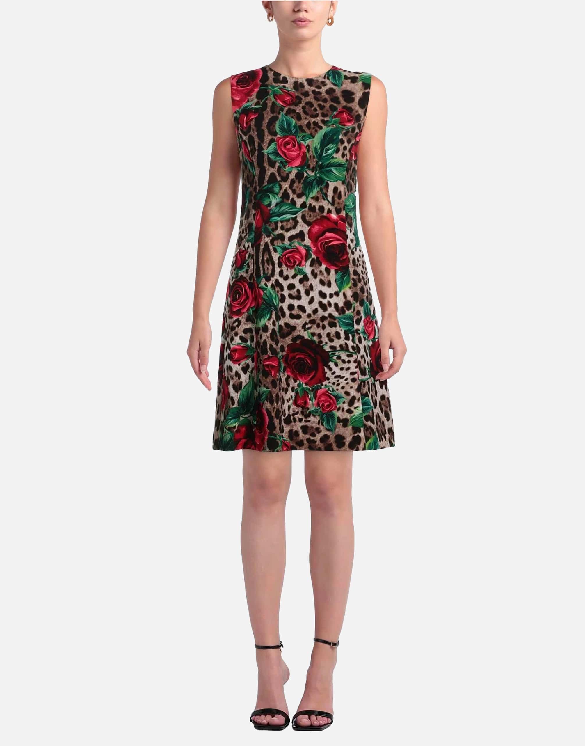 Dolce & Gabbana Leopard-Print Wool Mini Dress