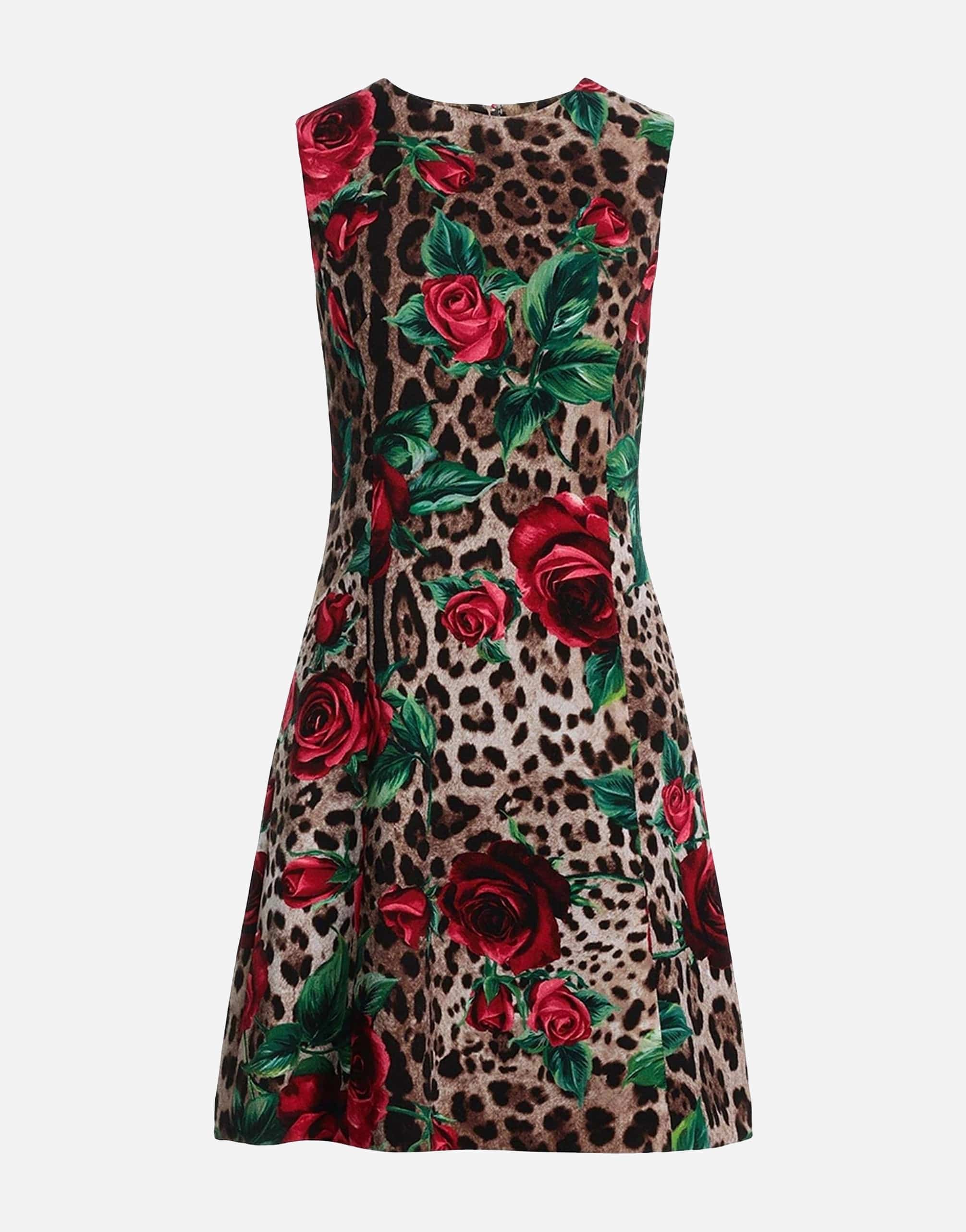 Leopard-Print Wool Mini Dress