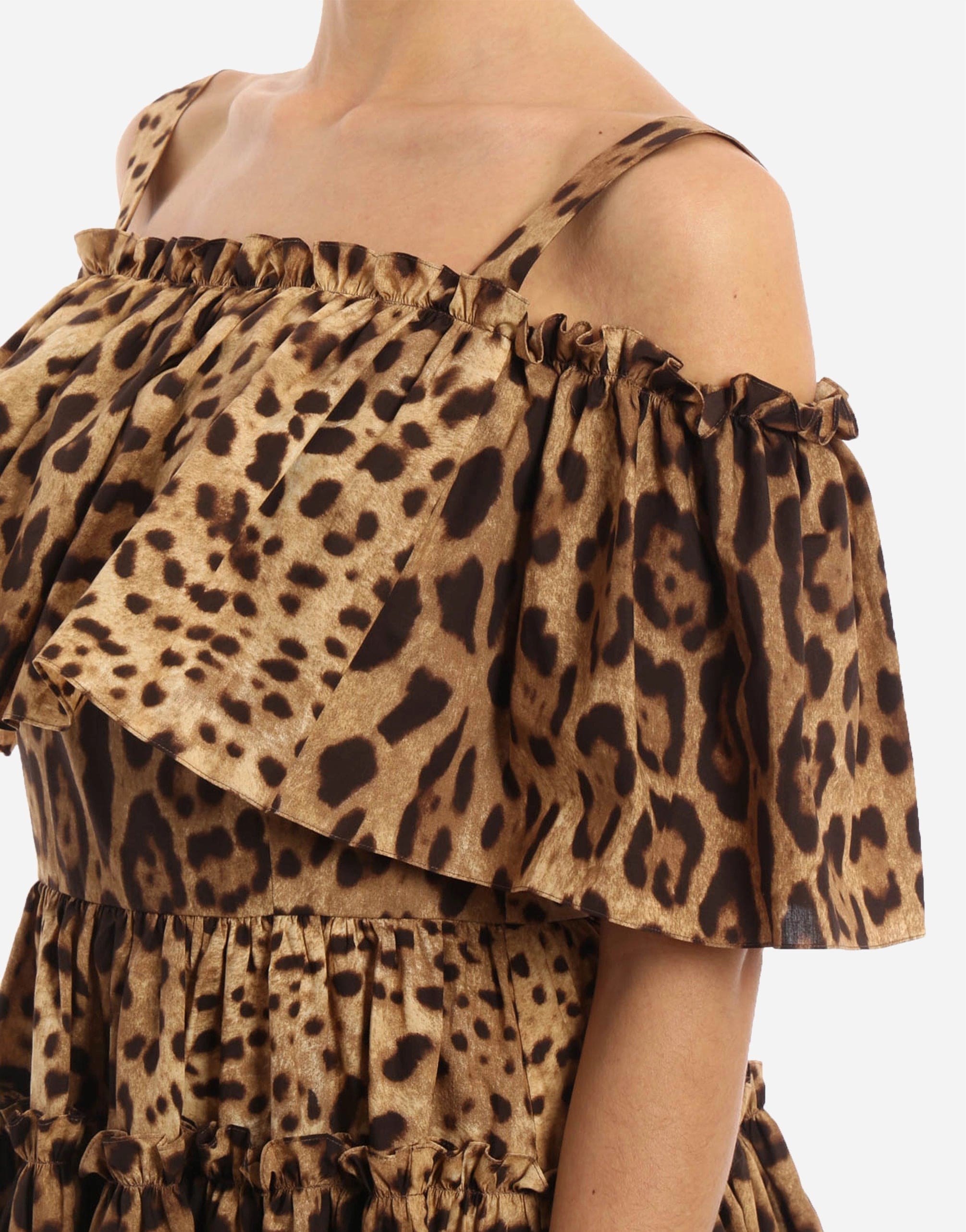 Dolce & Gabbana Dress In Printed Cotton In Leopard