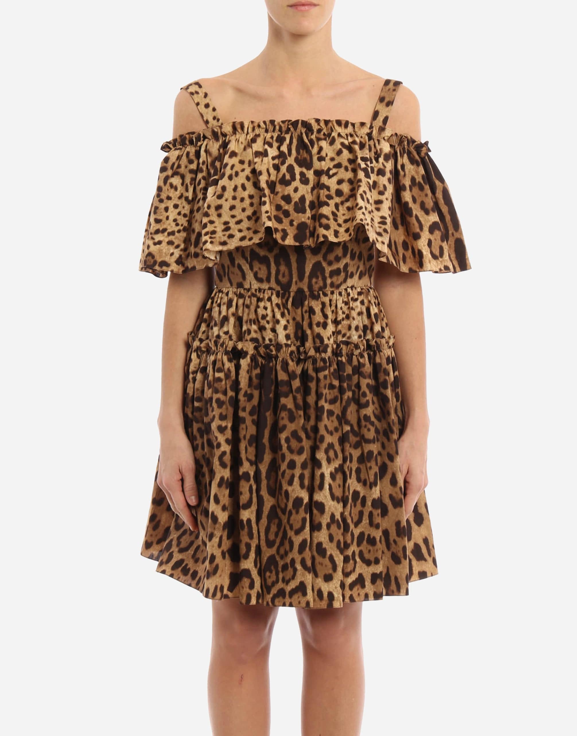 Dress In Printed Cotton In Leopard