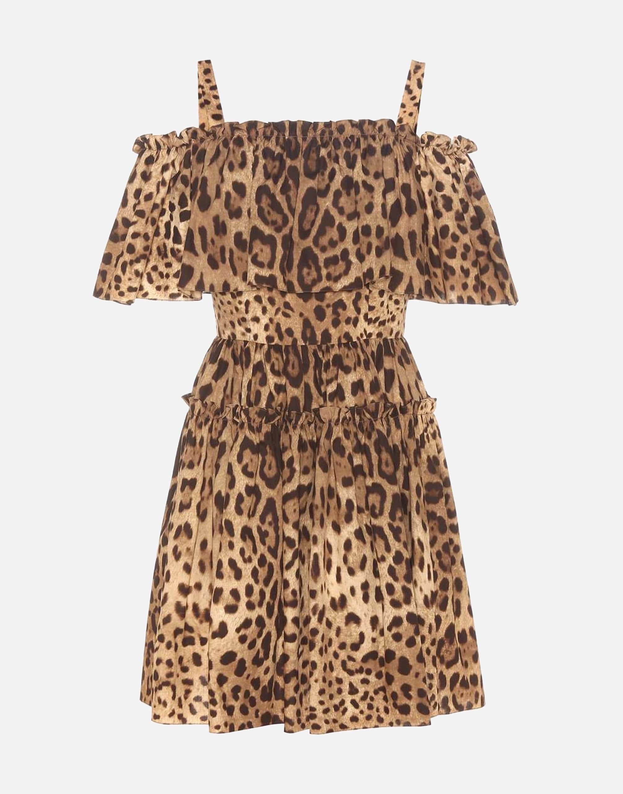 Dress In Printed Cotton In Leopard