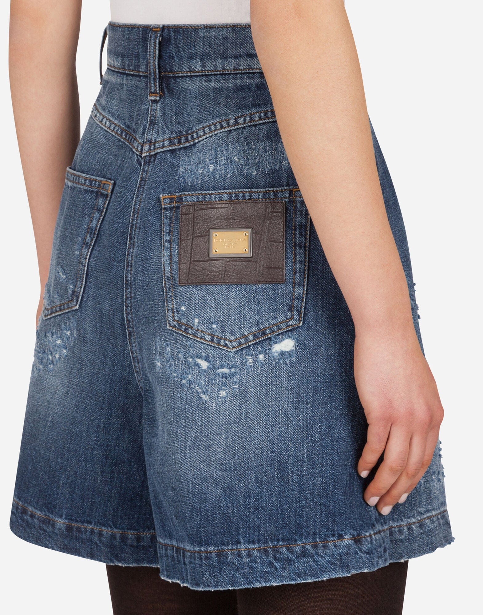 Dolce & Gabbana Denim Shorts With Rips