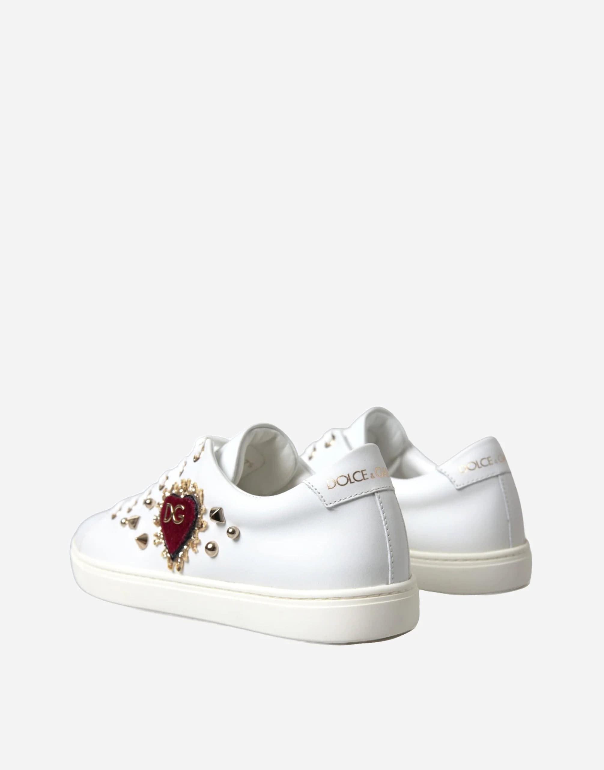 Dolce & Gabbana Studded Heart Embroidery Sneakers
