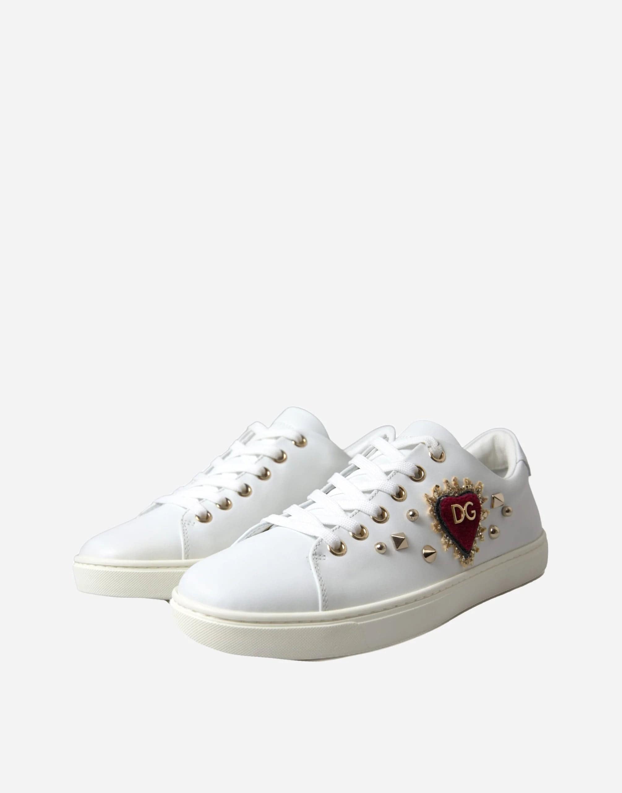 Dolce & Gabbana Studded Heart Embroidery Sneakers