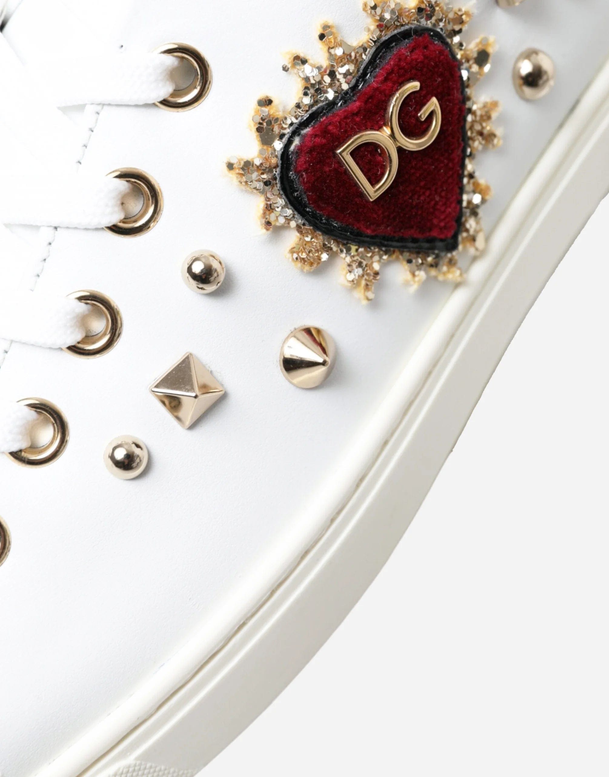 Studded Heart Embroidery Sneakers