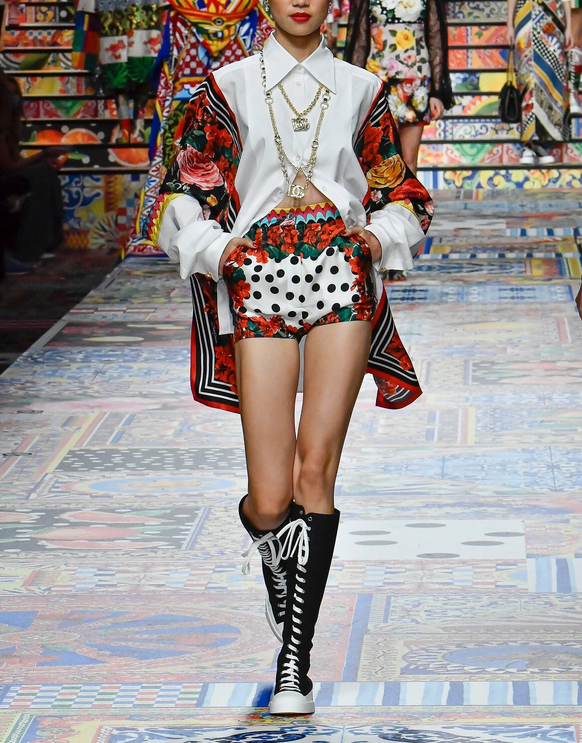 Dolce & Gabbana Polka-Dot Silk Twill Shorts