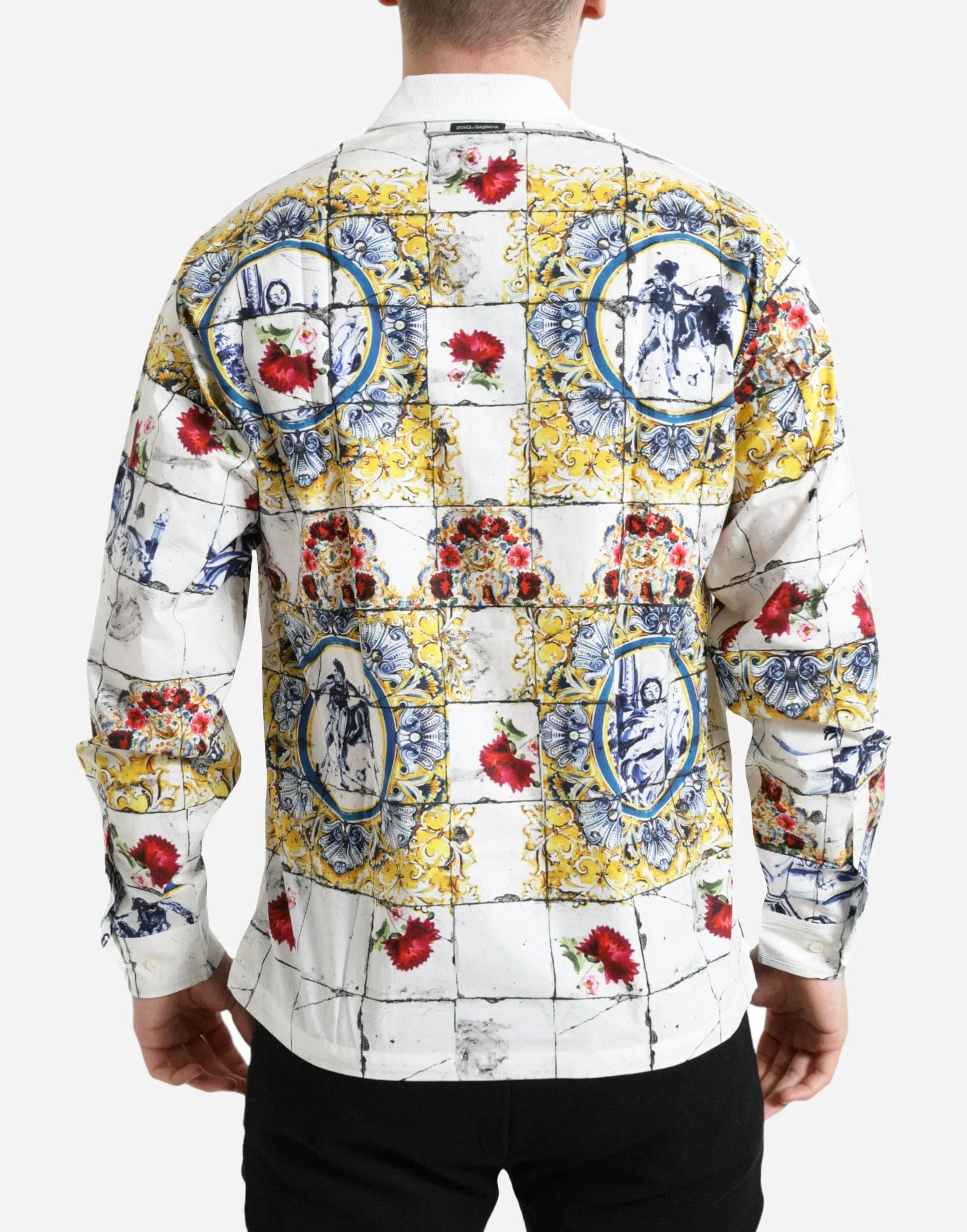 Majolica Pattern Collared Polo Shirt