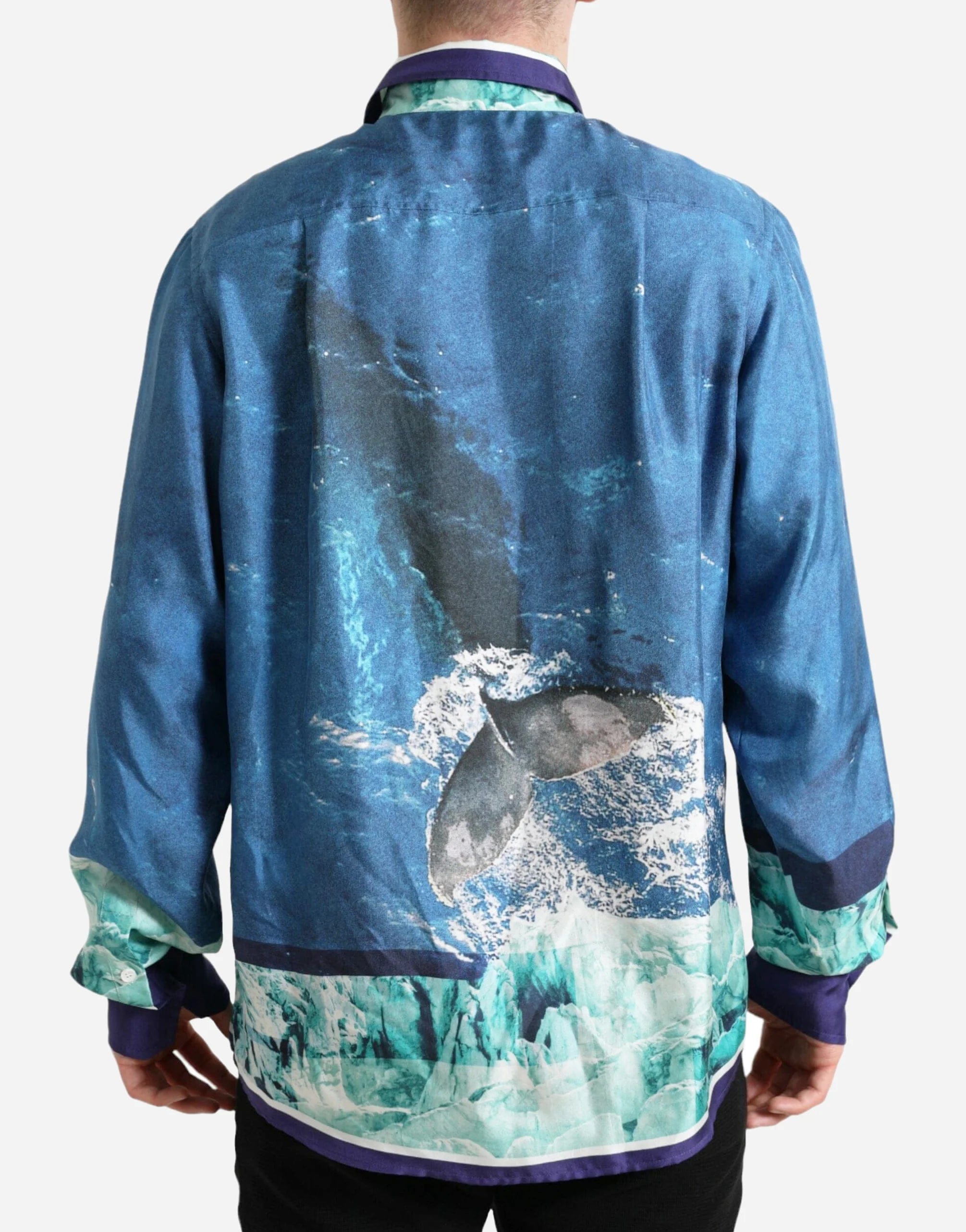 Dolce & Gabbana Ocean-Print Silk Collared Shirt