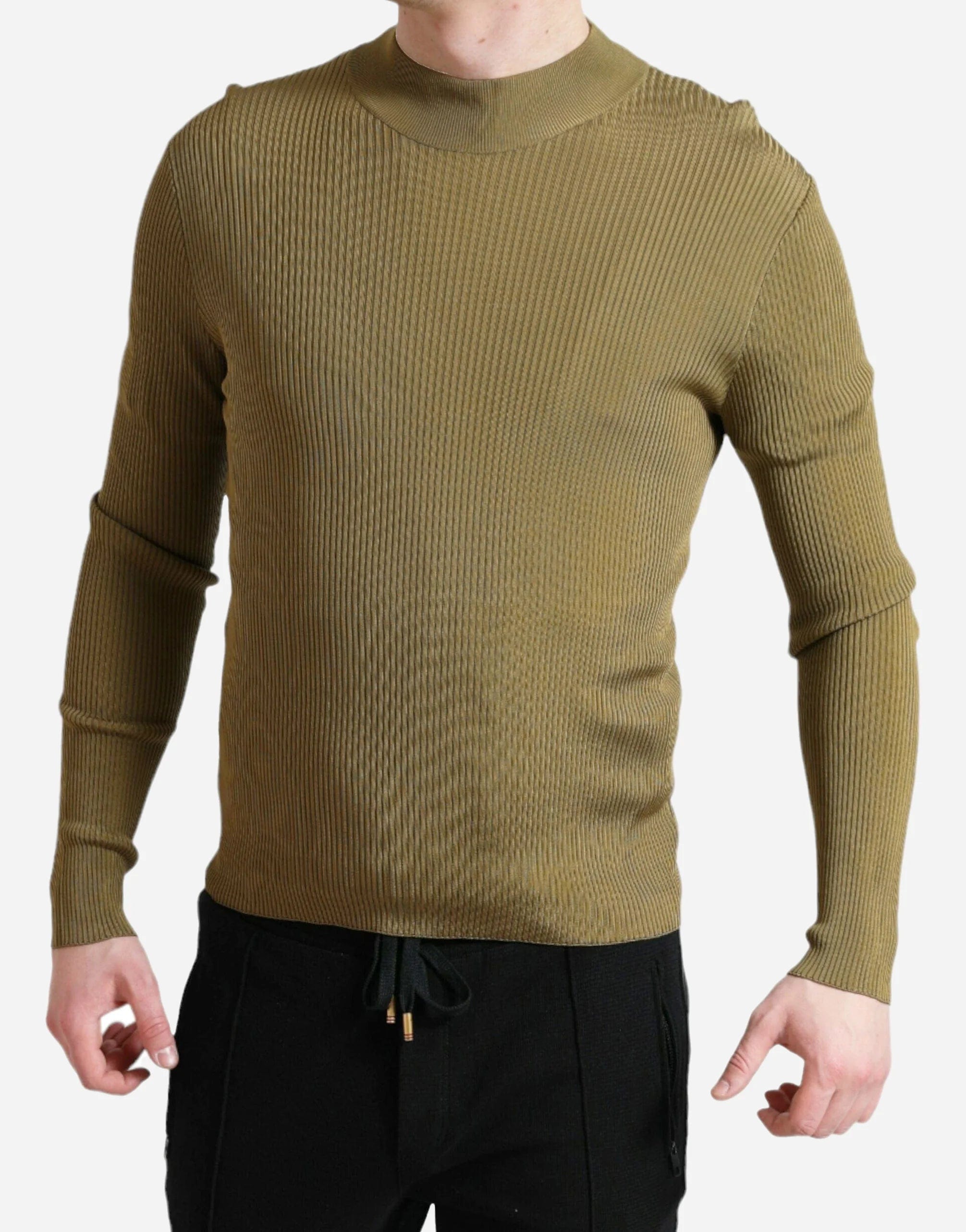 Ribbed Crewneck Viscose Sweater