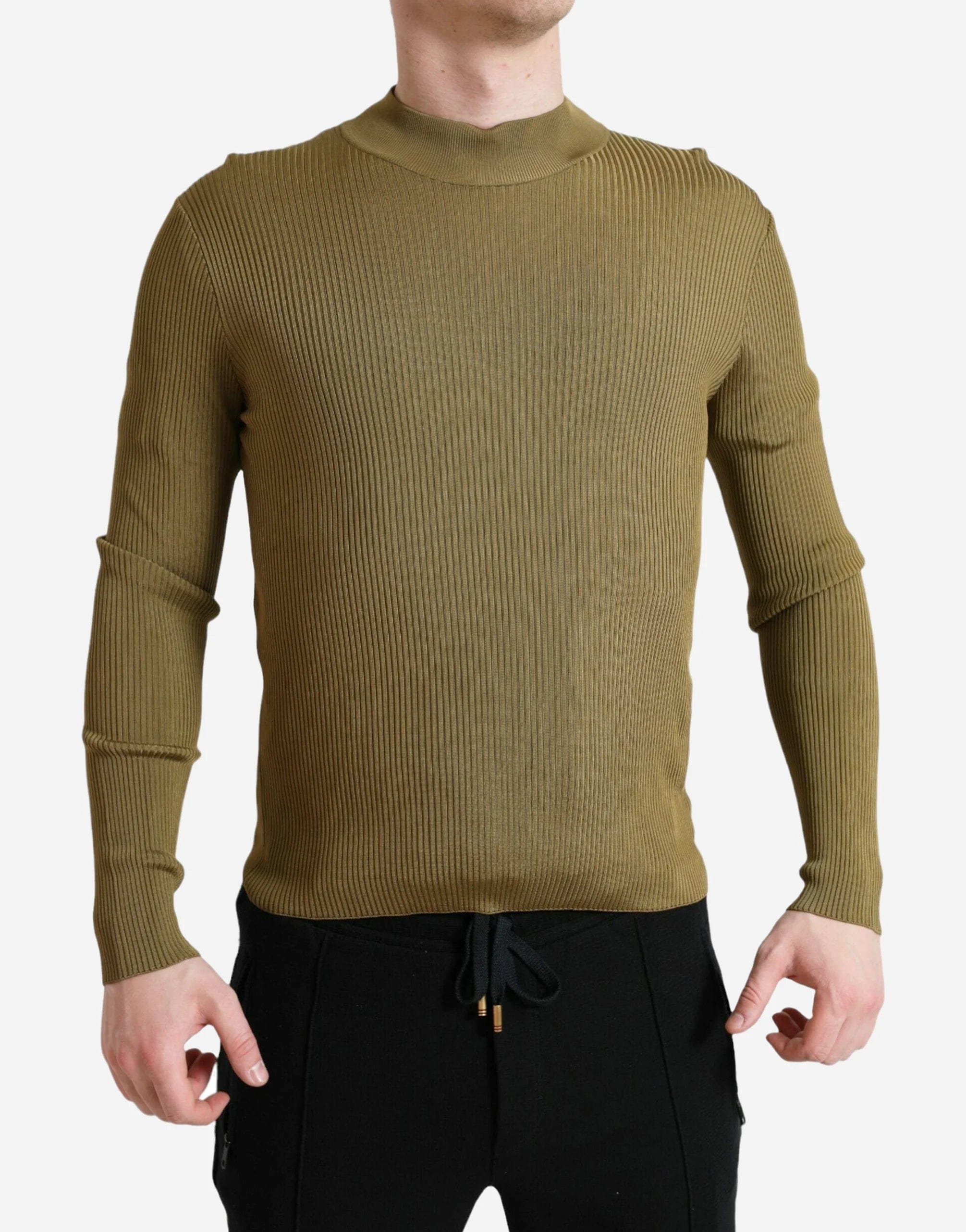 Ribbed Crewneck Viscose Sweater