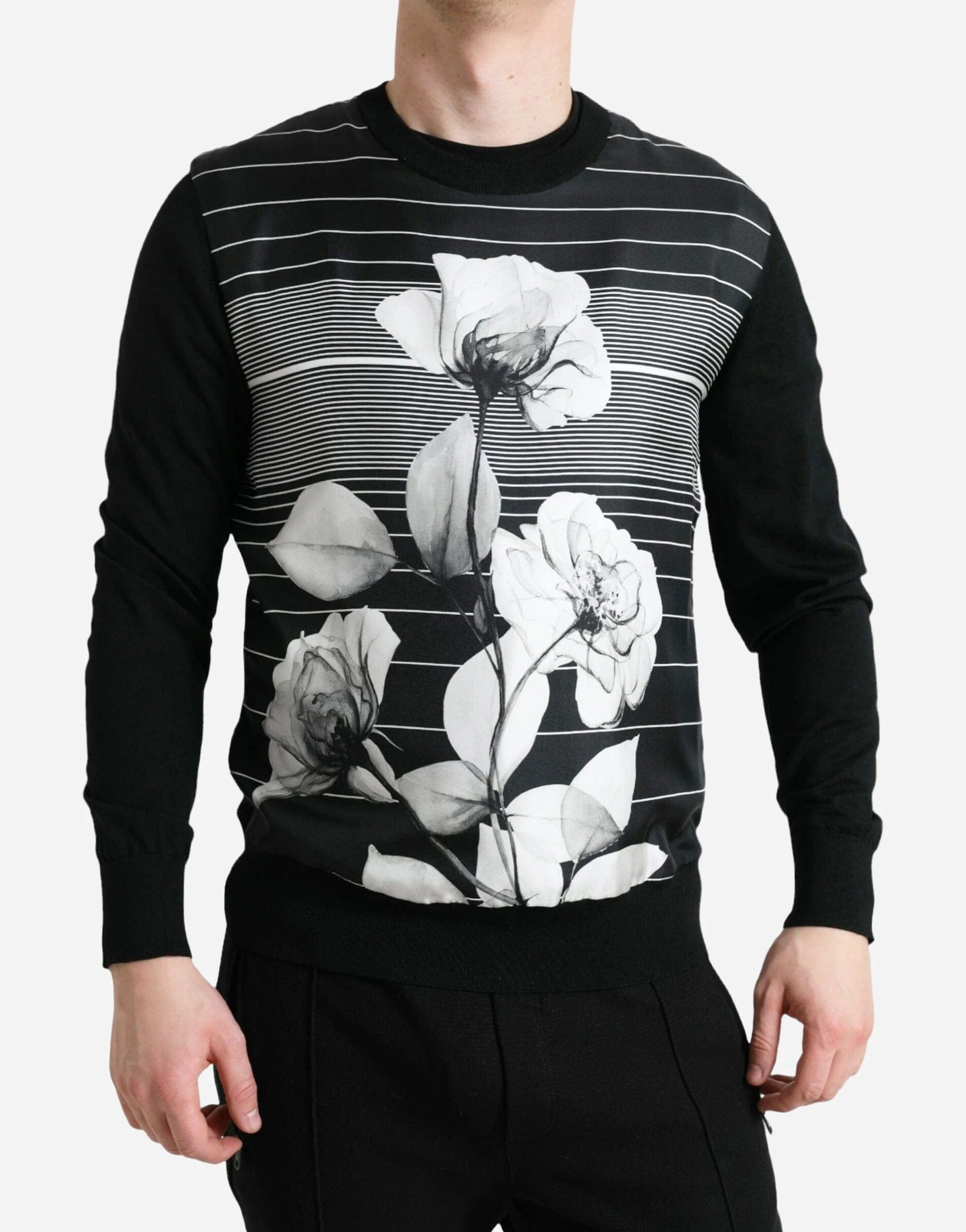 Floral Print Crewneck Sweater