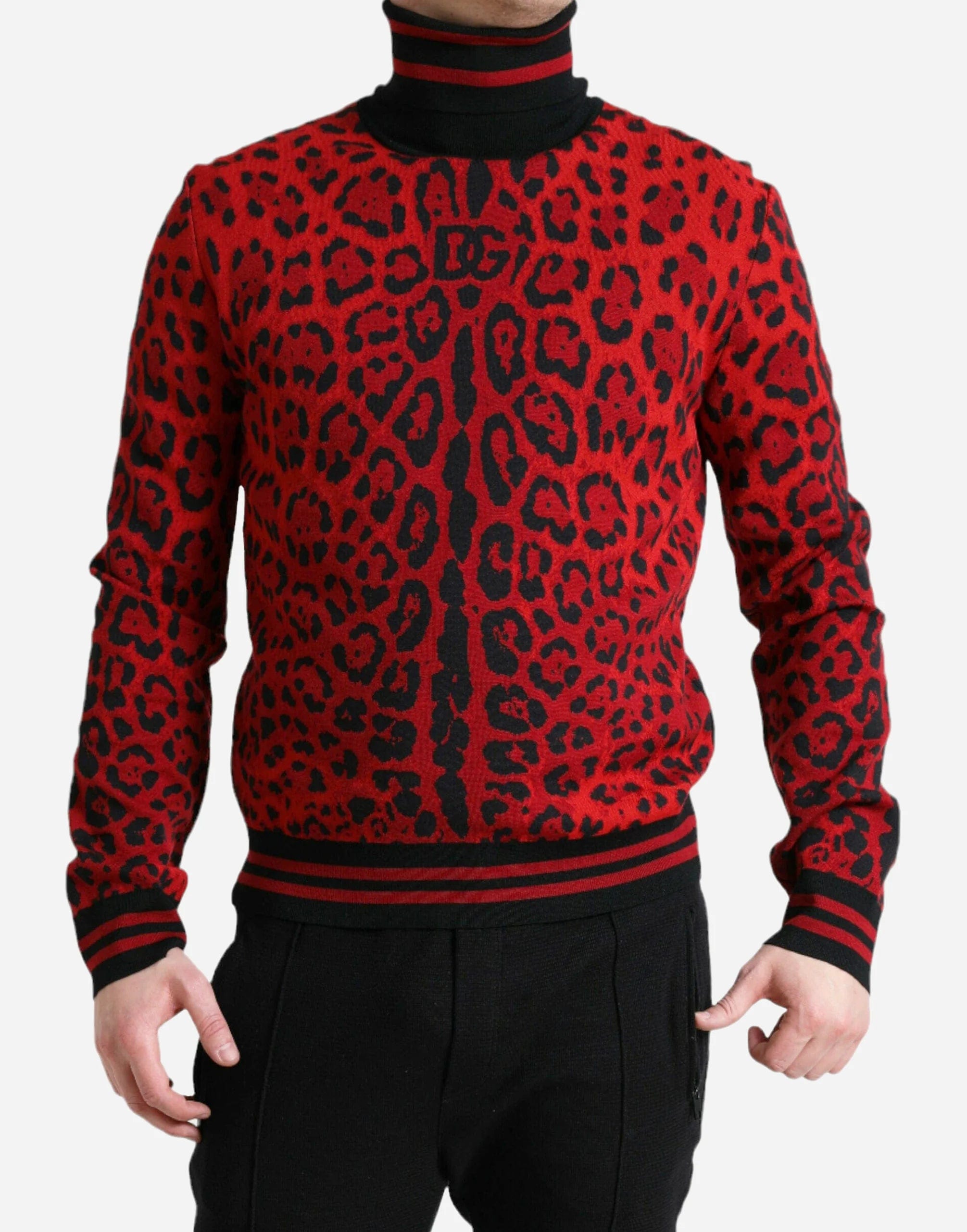 Dolce & Gabbana Leopard Print Turtleneck Sweater