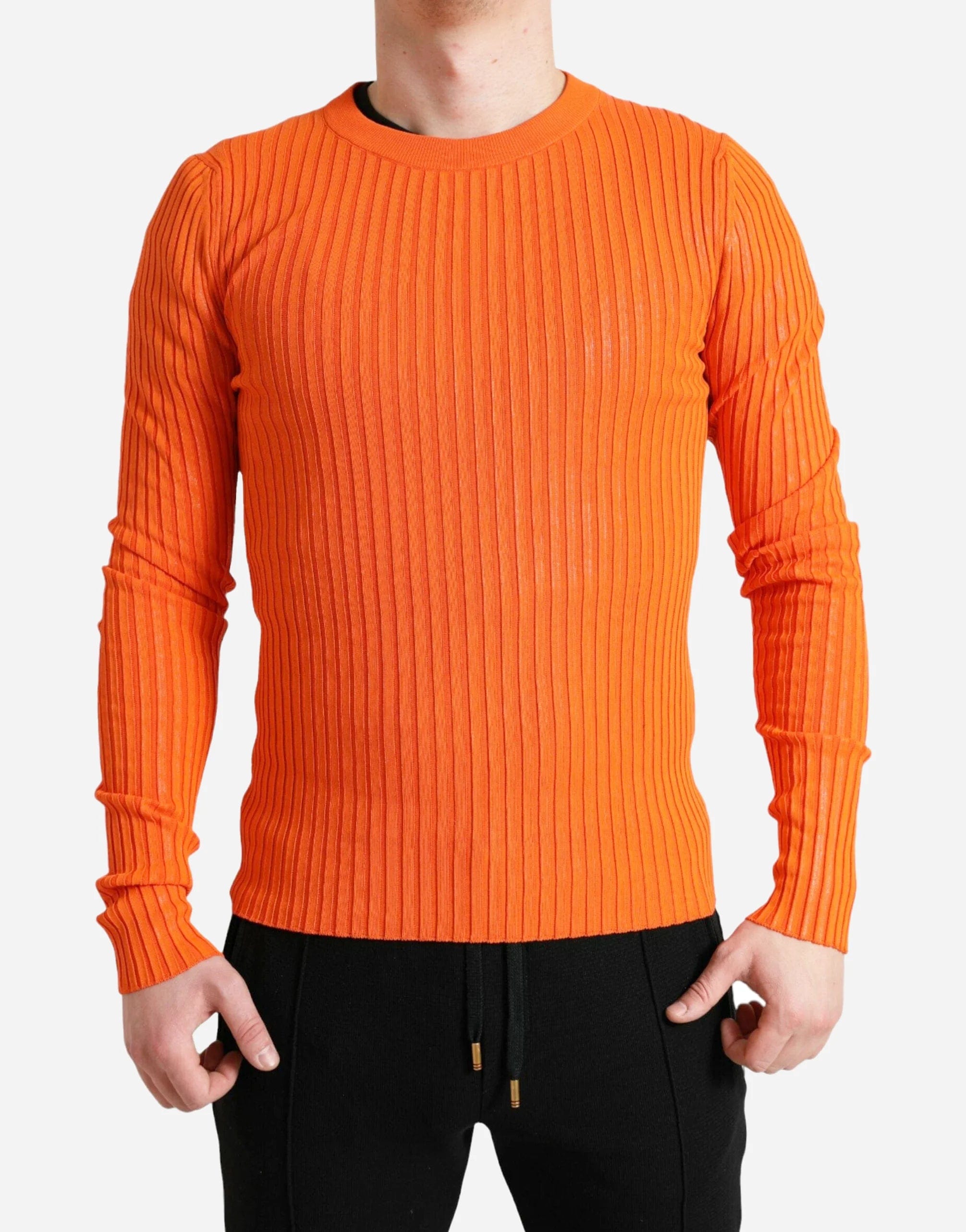 Ribbed Crewneck Cotton Sweater
