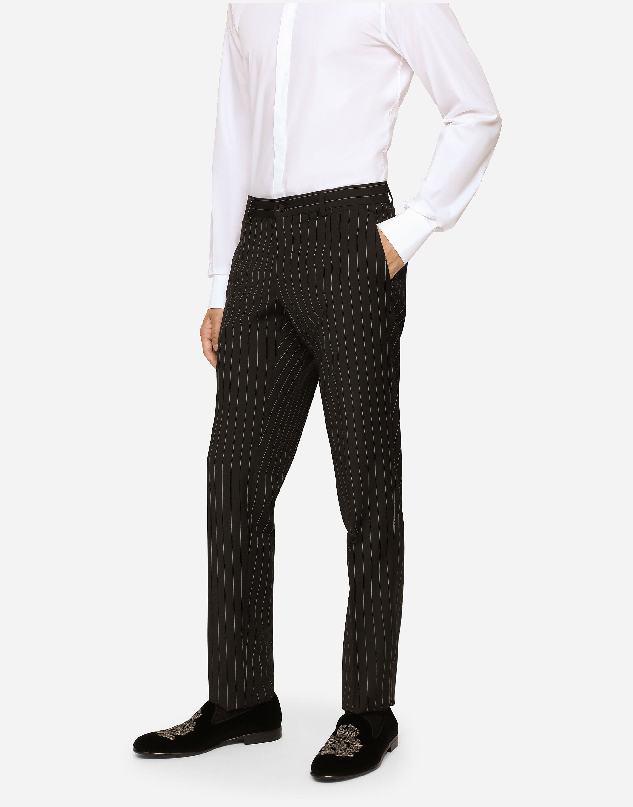 Dolce & Gabbana Pinstripe Wool Formal Pants