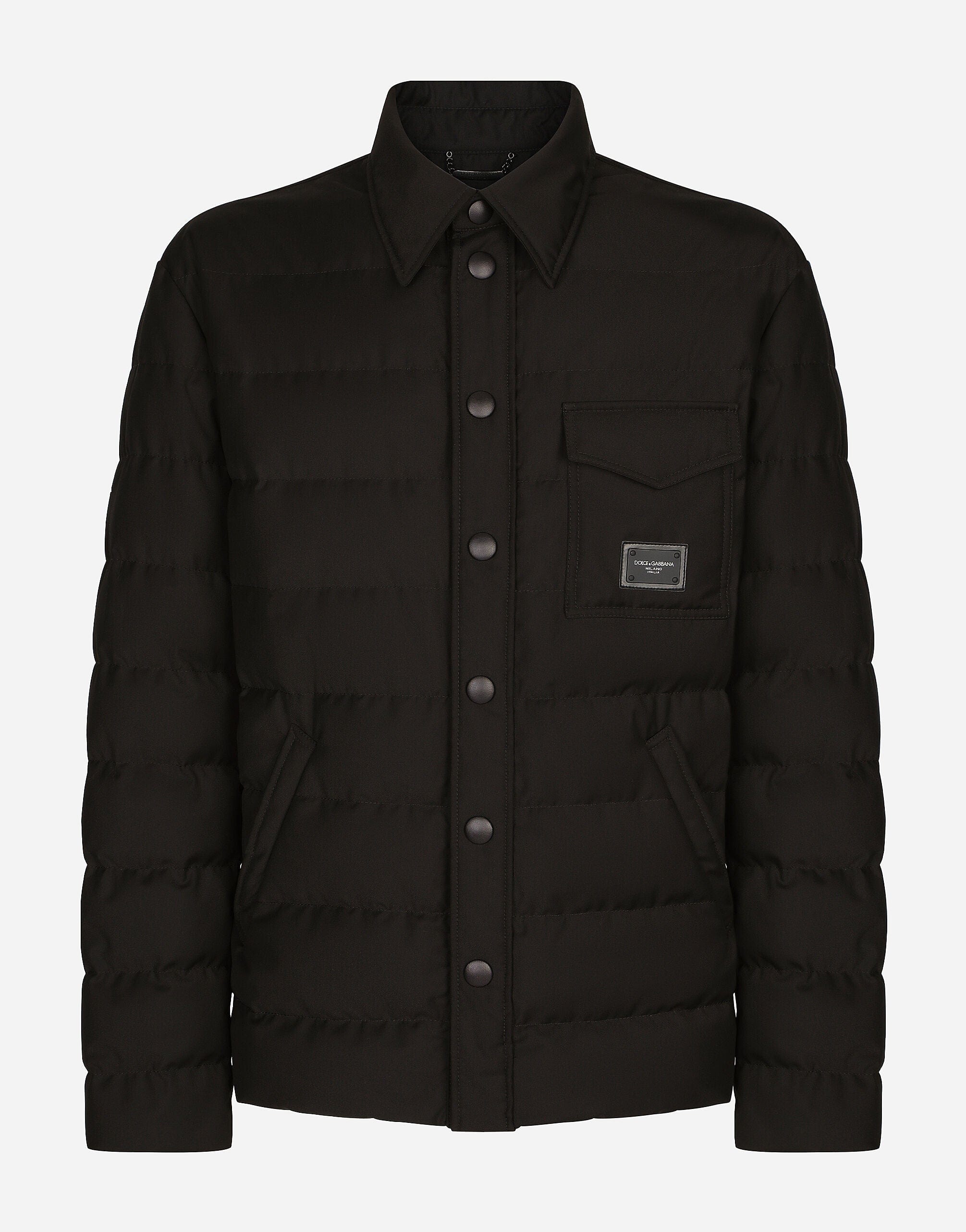 Quilted Nylon Jacket With Rubberized Plate