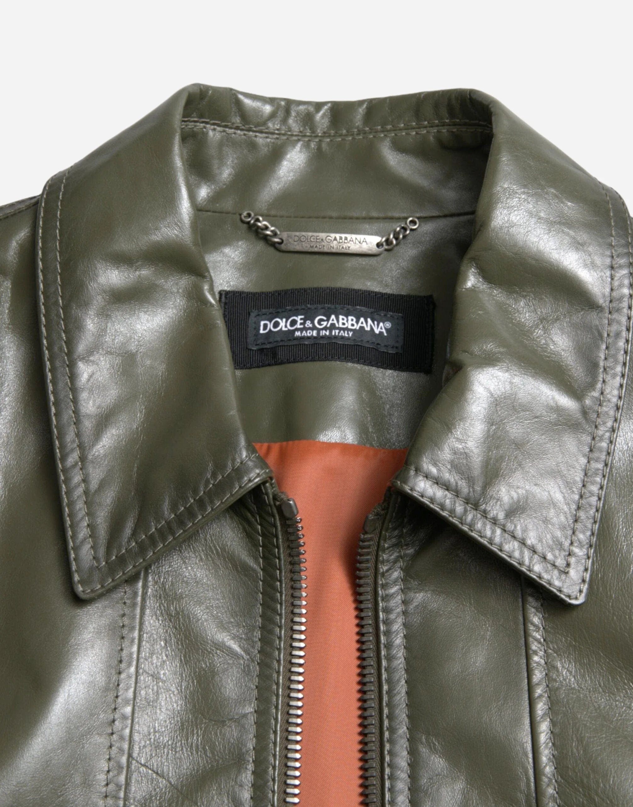 Dolce & Gabbana Logo Engraved Collared Biker Jacket