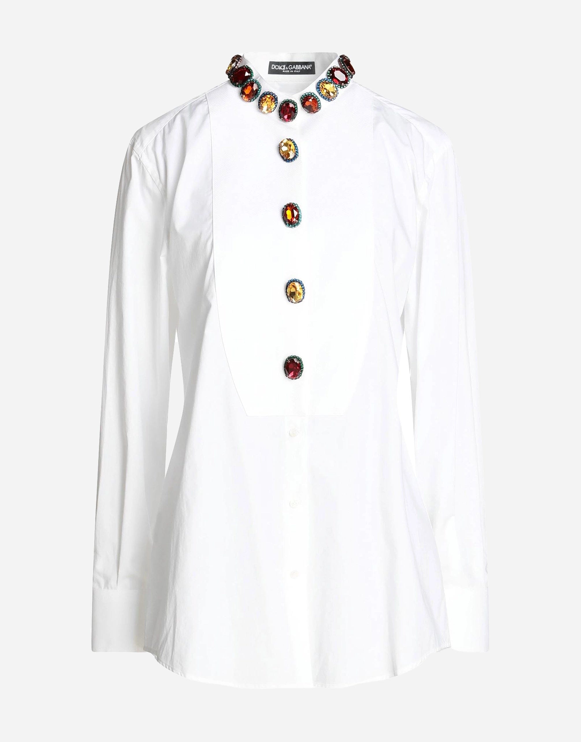 Dolce & Gabbana Embellished Crystals Cotton Shirt