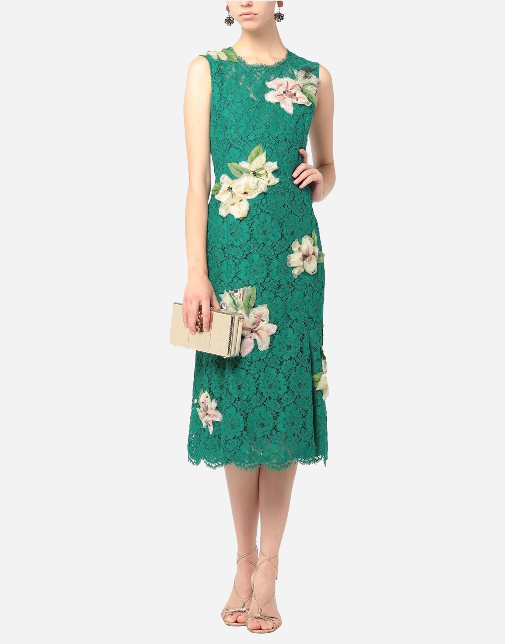 Lace Floral Appliqued Sleeveless Dress