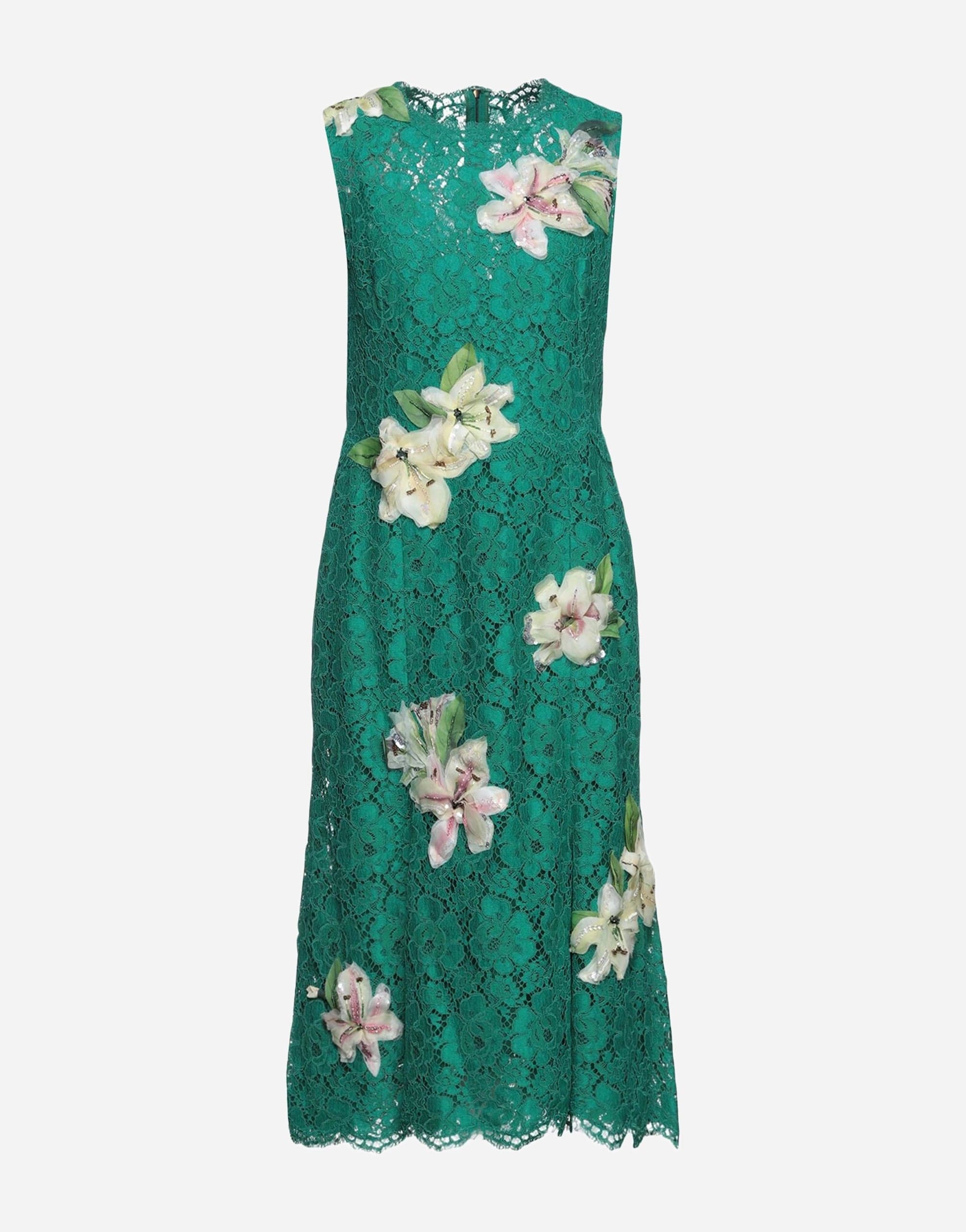 Dolce & Gabbana Lace Floral Appliqued Sleeveless Dress