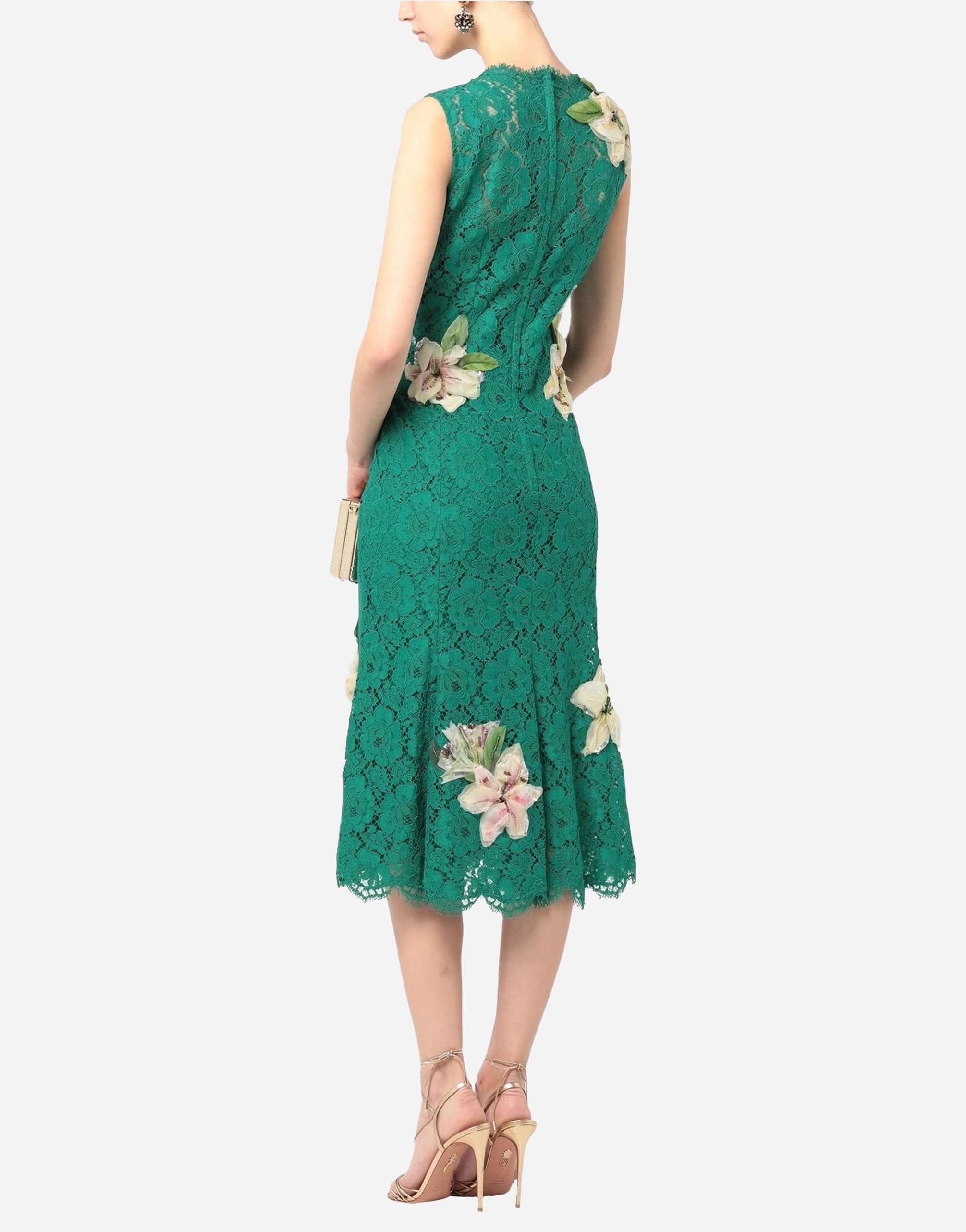 Dolce & Gabbana Lace Floral Appliqued Sleeveless Dress