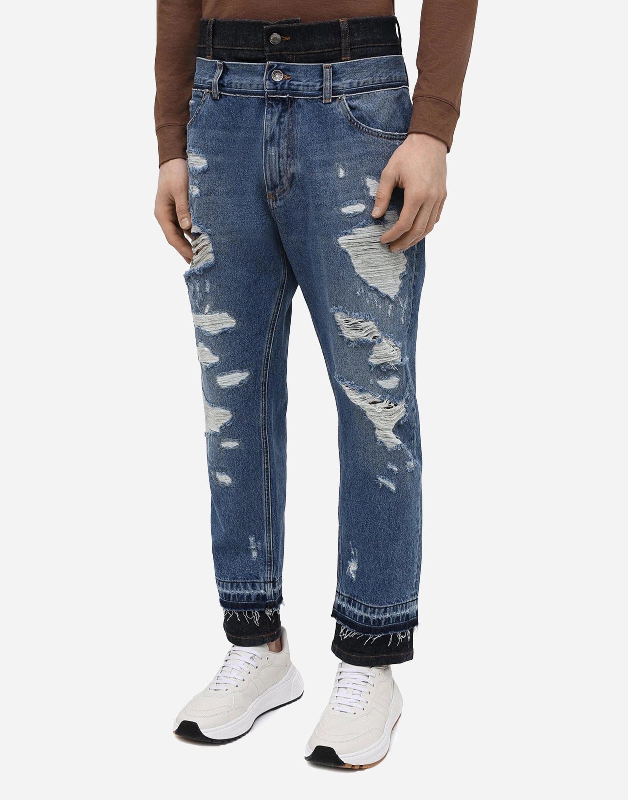 Dolce & Gabbana Layered Distressed Jeans