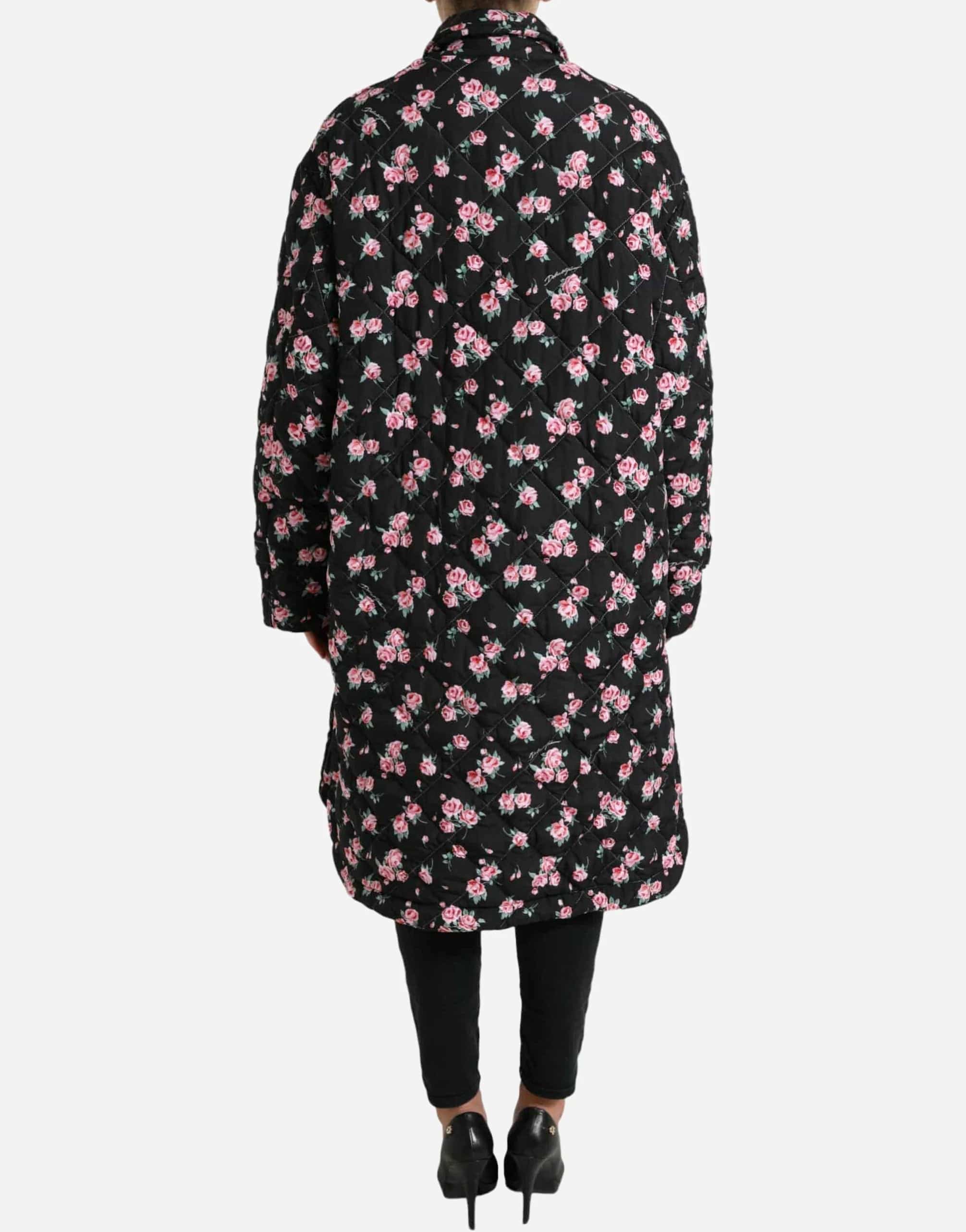 Dolce & Gabbana Floral-Print Collared Trench Coat
