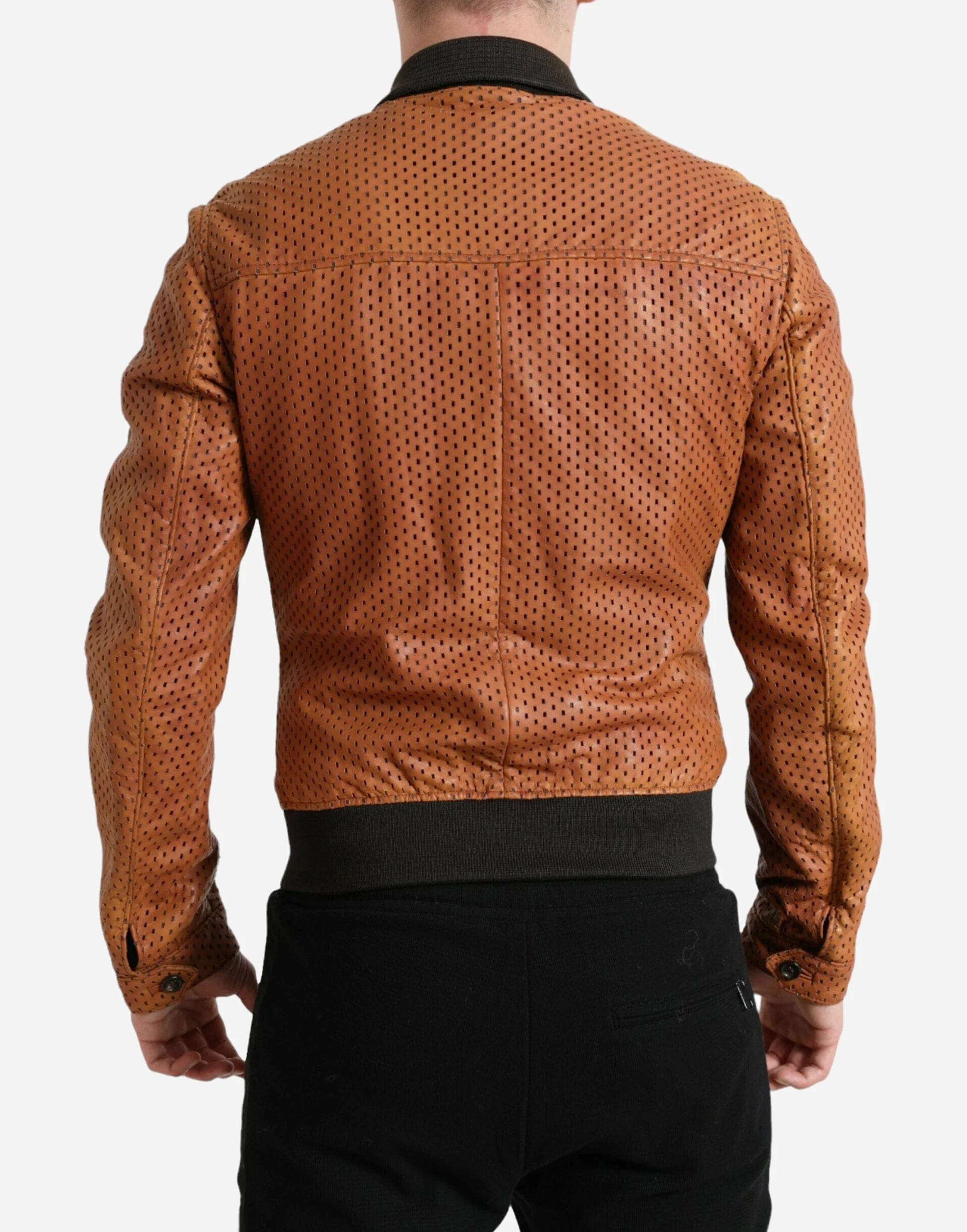 Dolce & Gabbana Perforated Leather Bomber Jacket