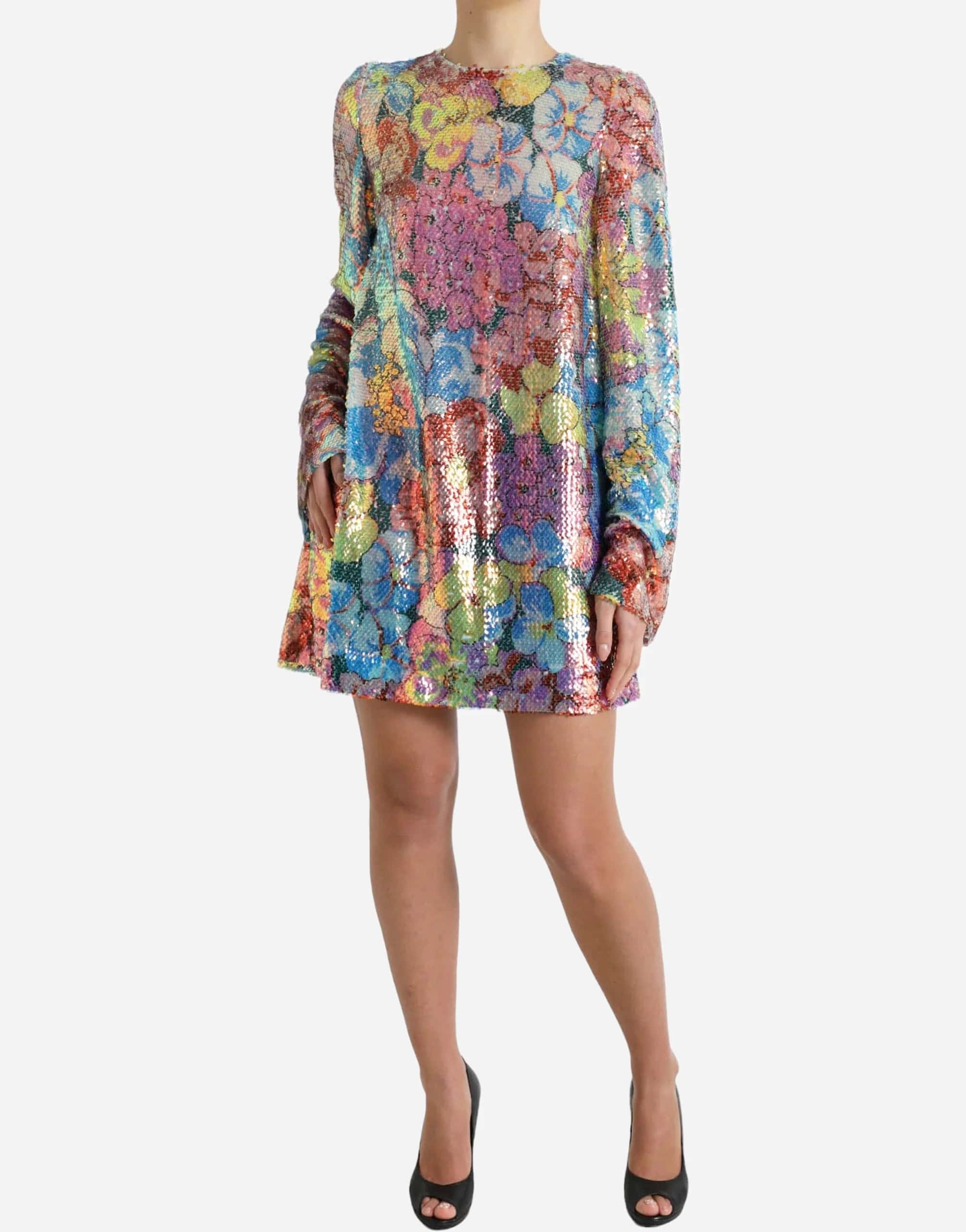 Dolce & Gabbana Floral Sequined Mini Dress | Sendegaro US Dolce & Gabbana Floral Sequined Mini Dress | Sendegaro US