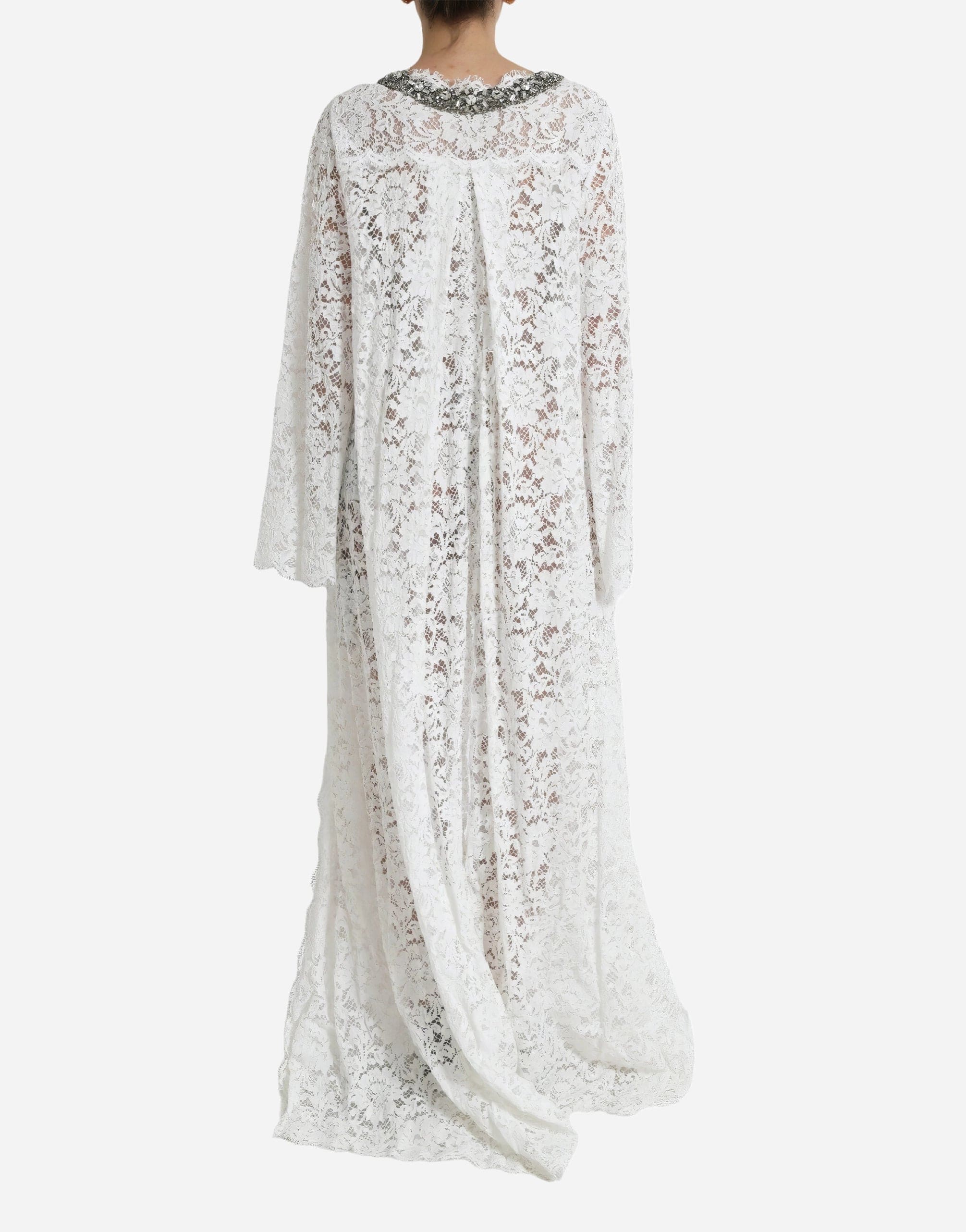 Dolce & Gabbana White Lace Crystal Embellished Shift Dress Dolce & Gabbana White Lace Crystal Embellished Shift Dress