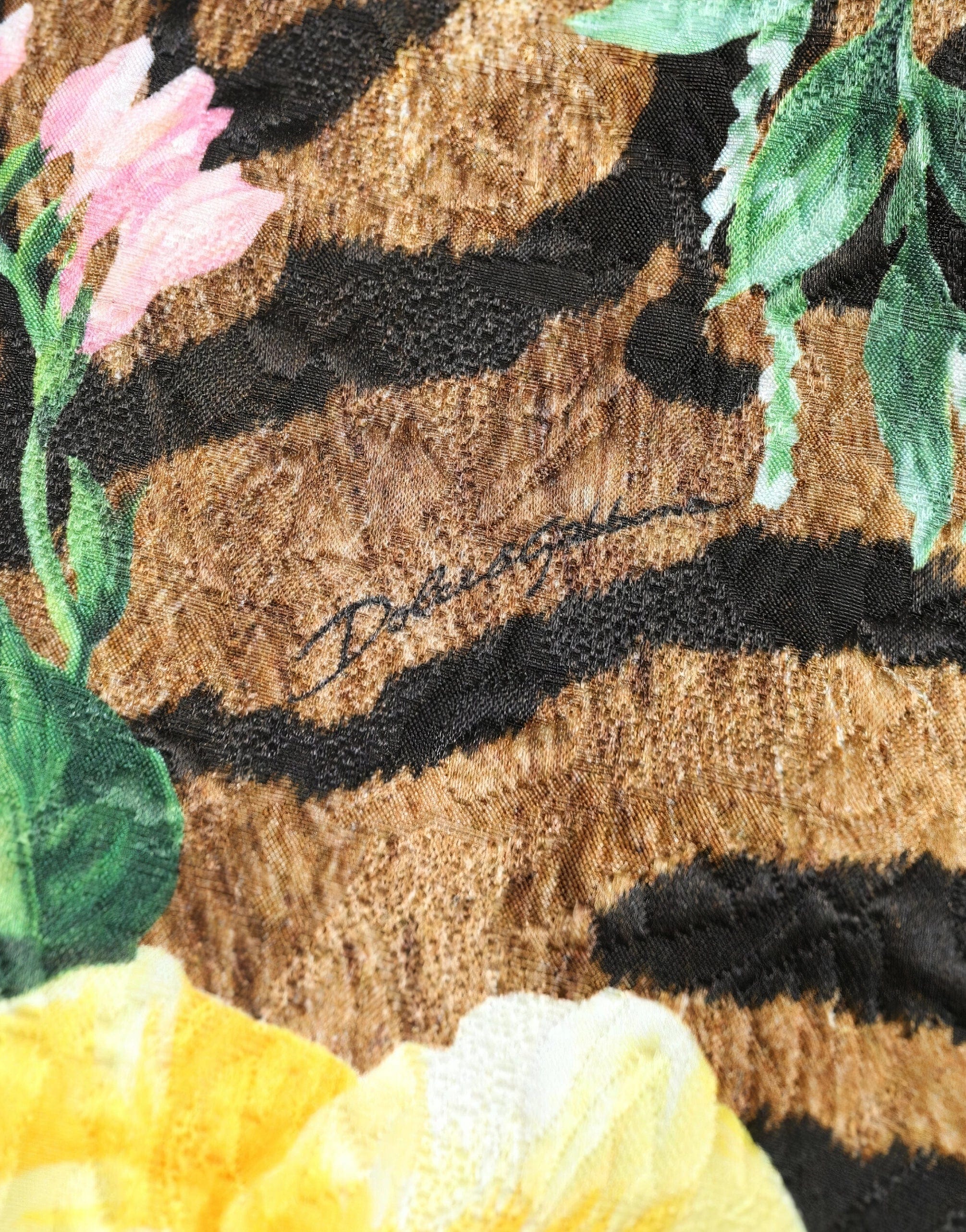 Tiger And Floral Print Mini Dress