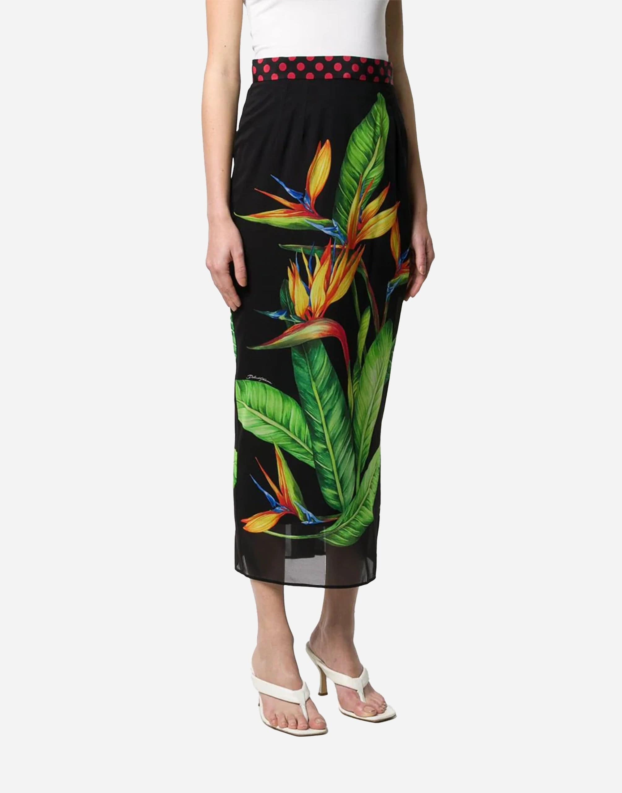 Dolce & Gabbana Tube Skirt With Bird Of Paradise Print