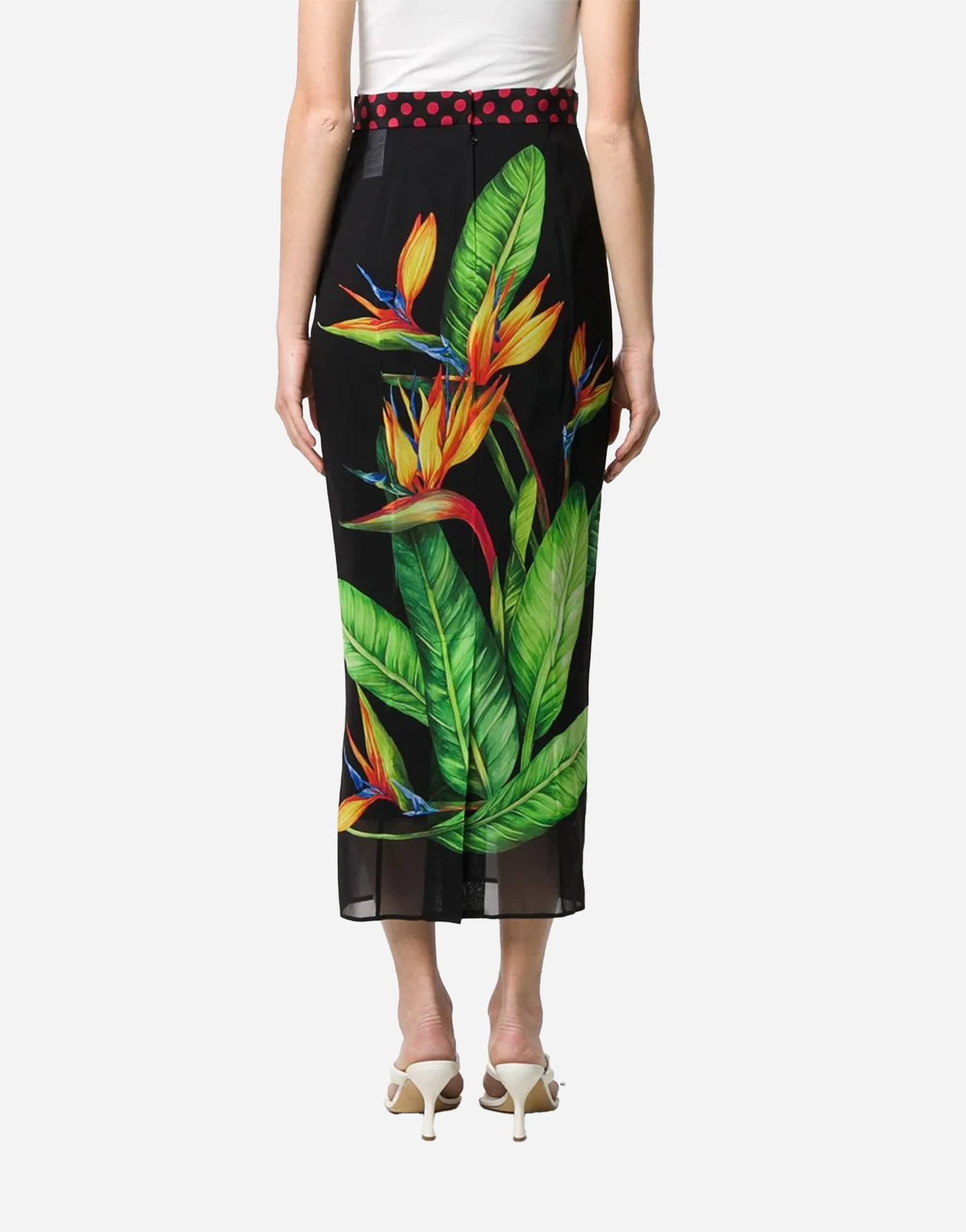 Tube Skirt With Bird Of Paradise Print