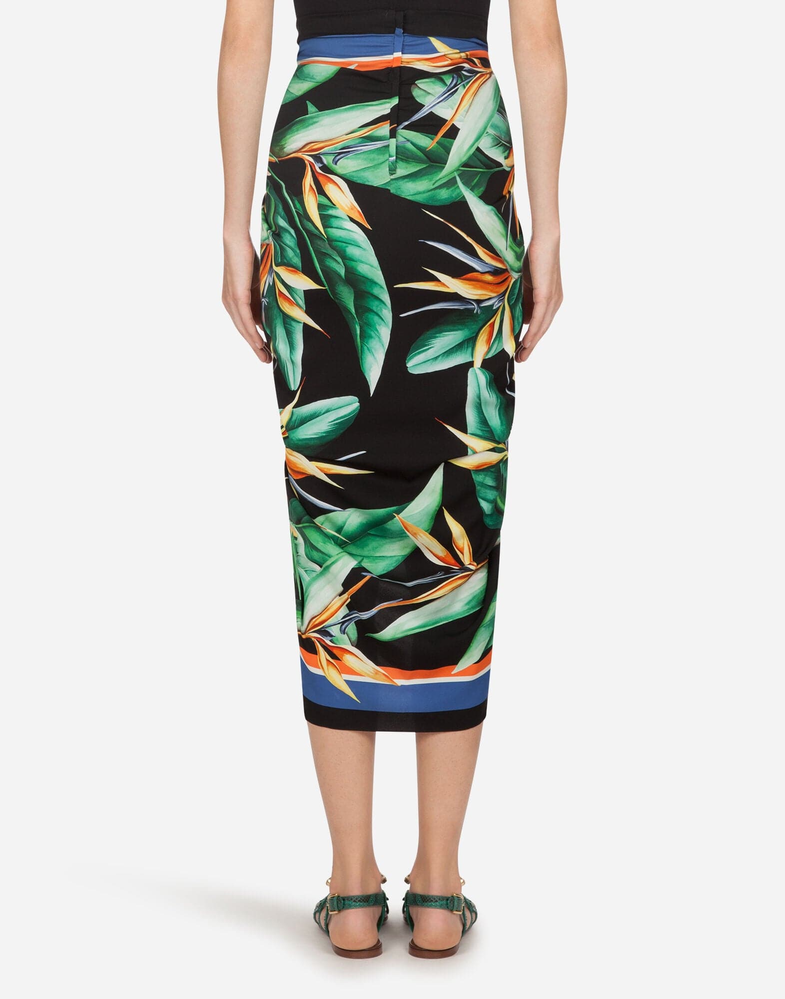 Dolce & Gabbana Longuette Wrap-Around Skirt In Charmeuse With Foulard Print