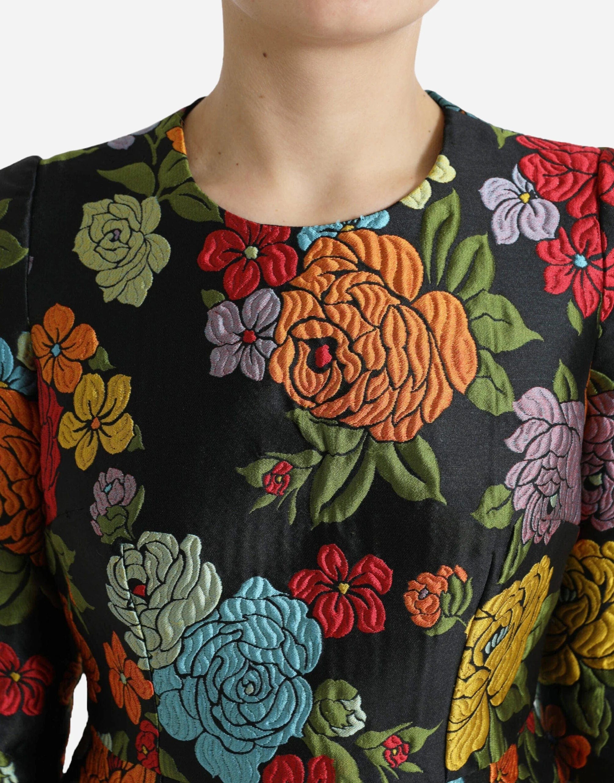 Dolce & Gabbana Floral Embroidery Midi Dress
