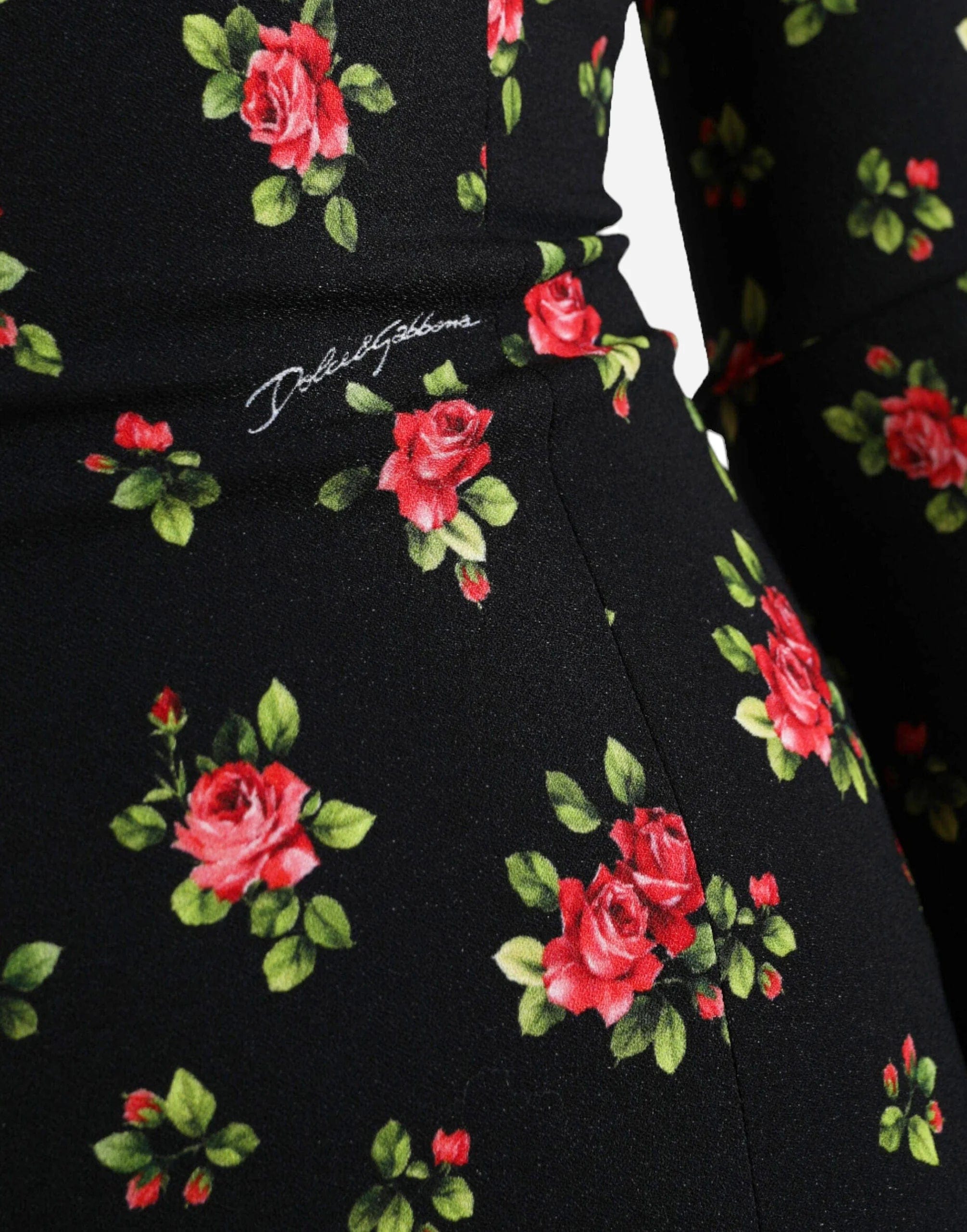 Dolce & Gabbana Rose Print Long Sleeved Mini Dress