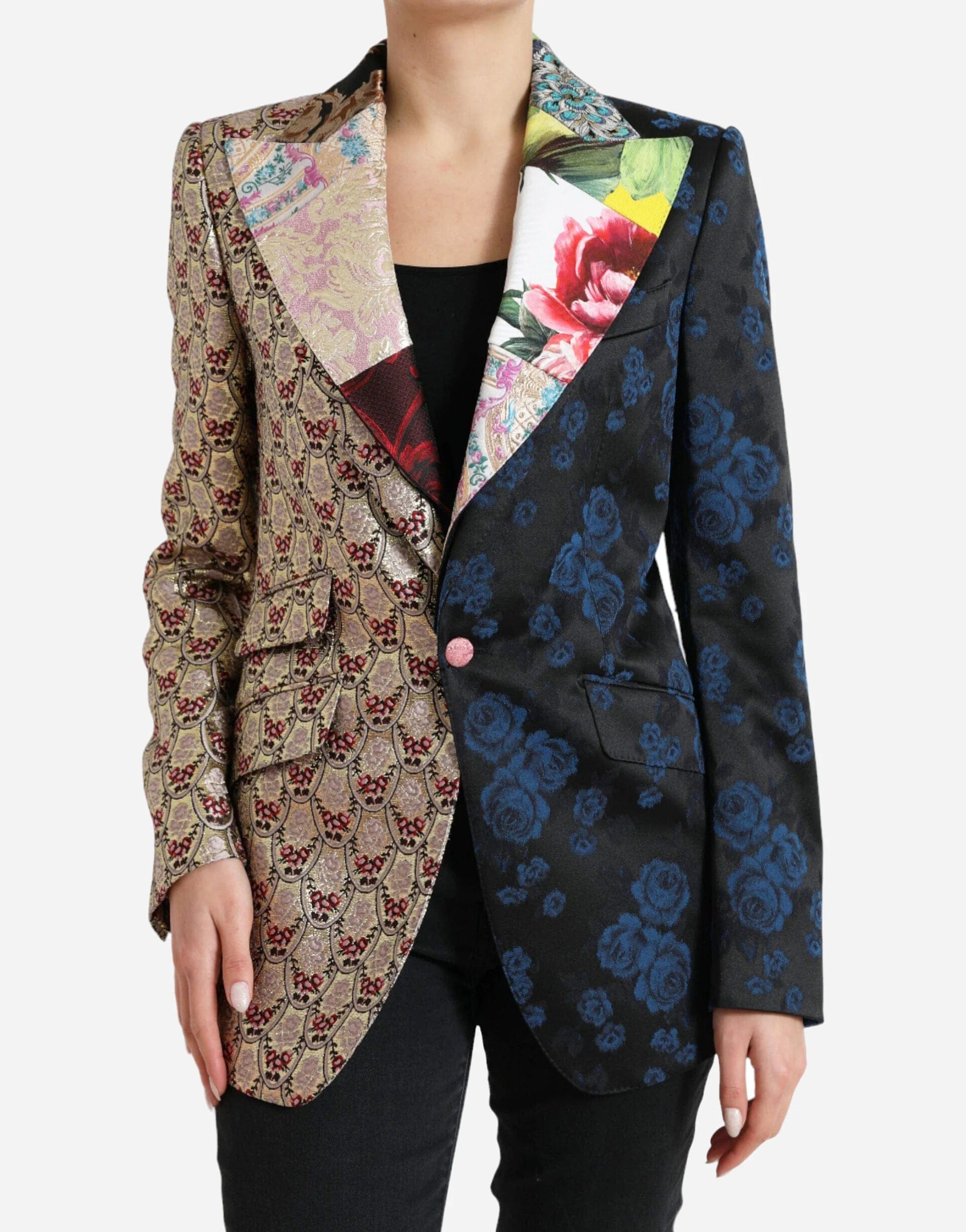 Patchwork floral jacquard blazer