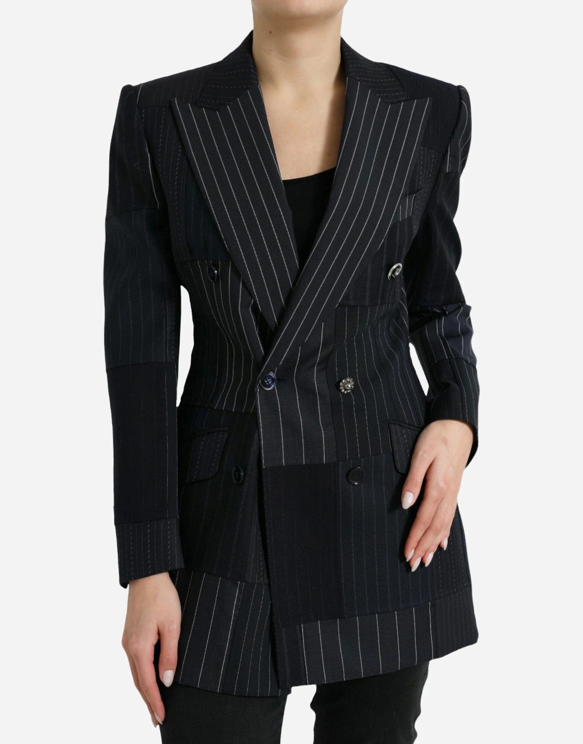 Dolce & Gabbana Striped Patchwork Double-Breasted Blazer