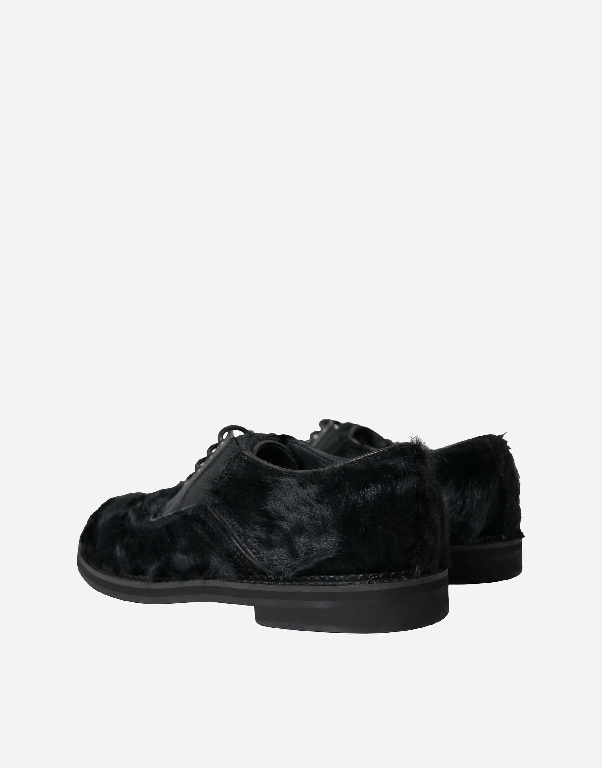 Dolce & Gabbana Leather Derby Shoes With Fur