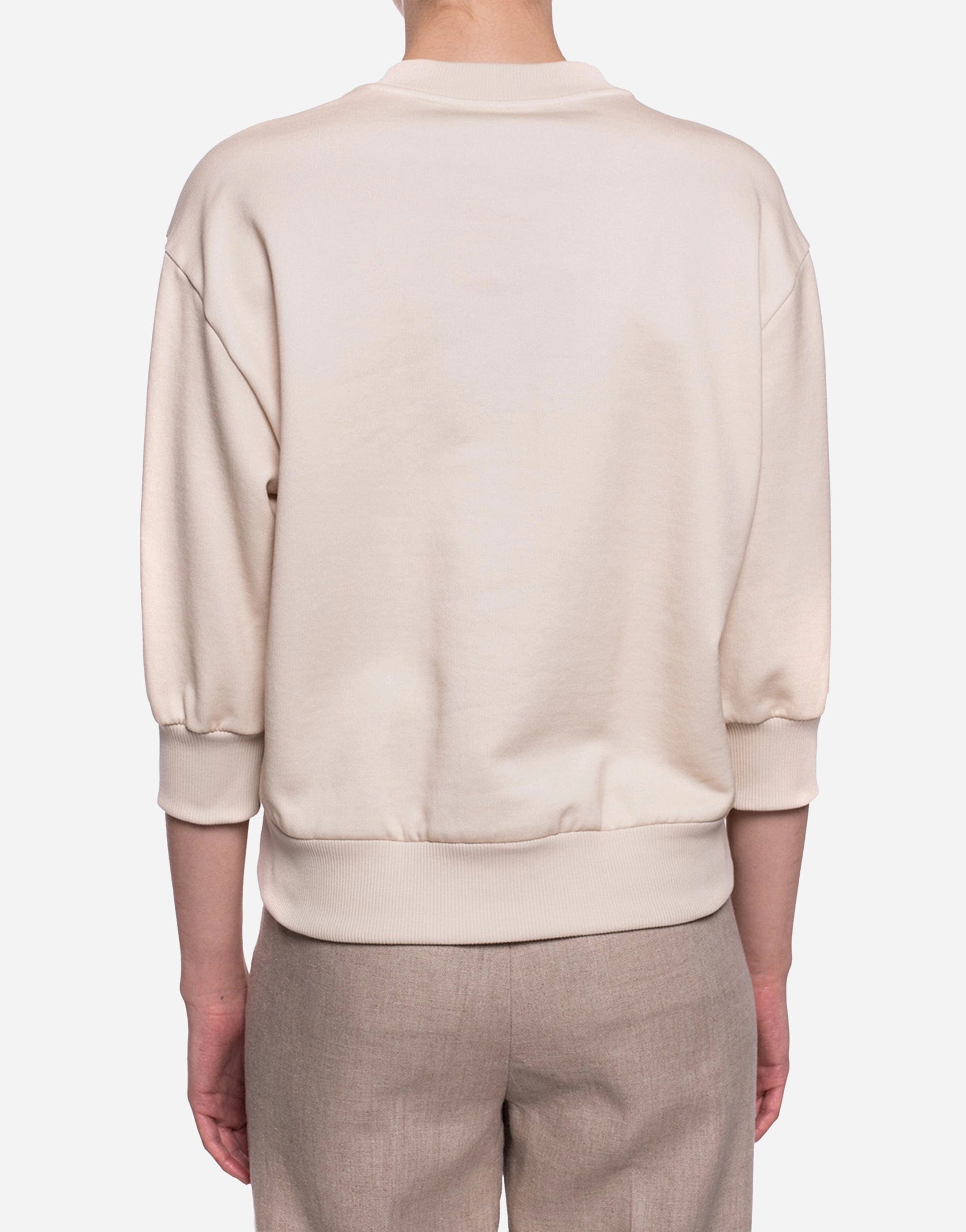 Maglione di cotone pullover stampato nella giungla beige