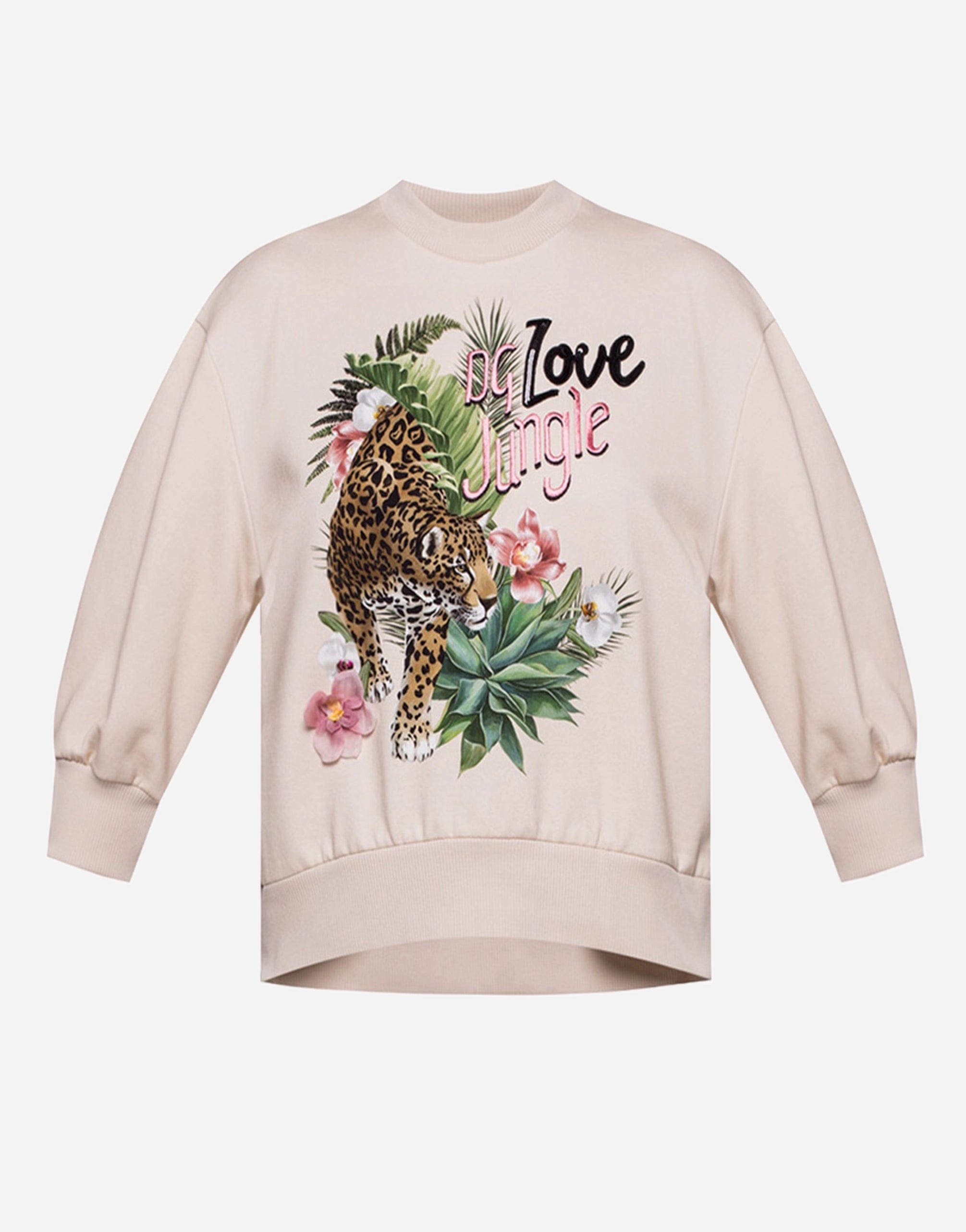 Beige Jungle bedrukte pullover katoenen trui