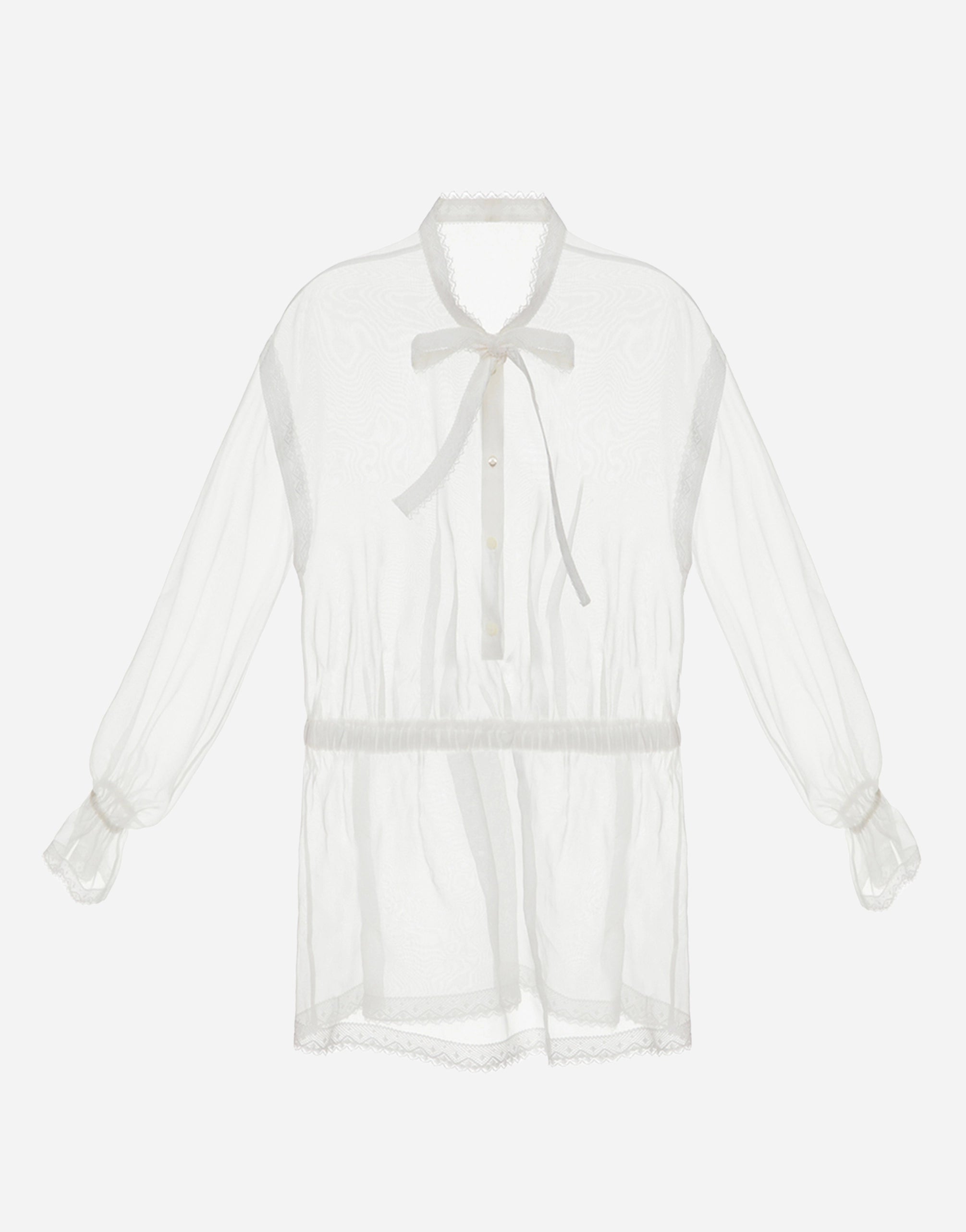 Шелковая прозрачная блузка с луком