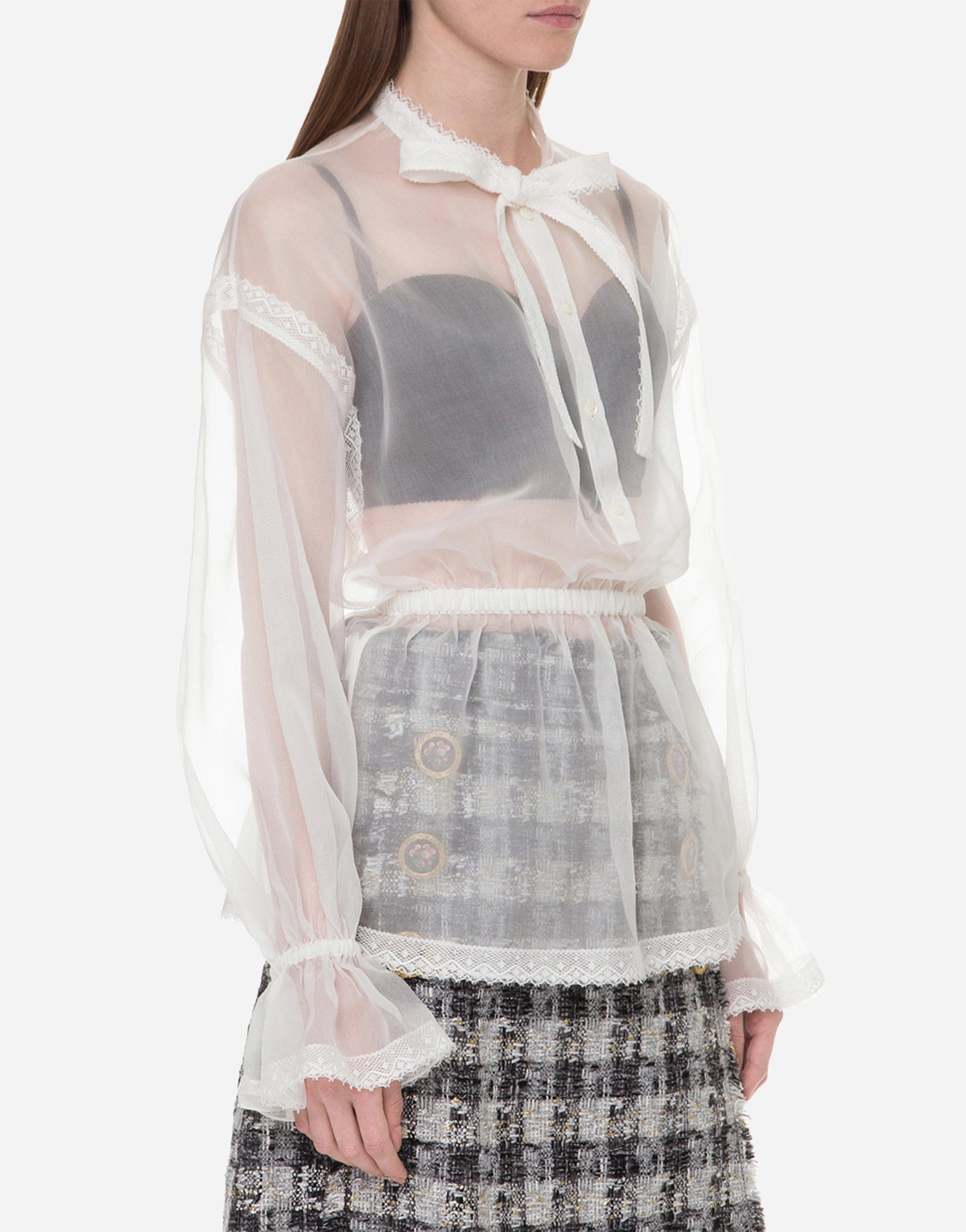 Silk Transparent Blouse With Bow