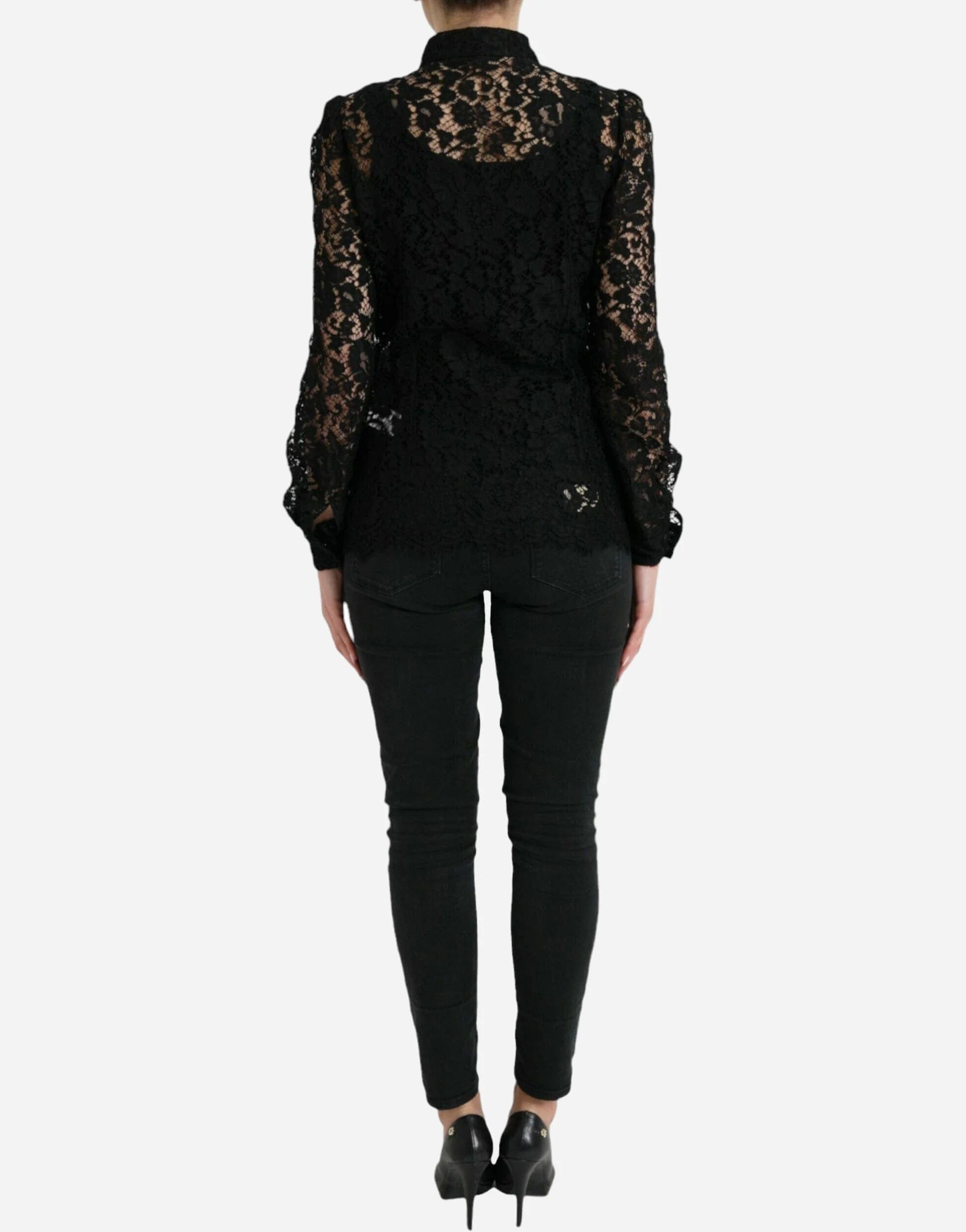 Dolce & Gabbana Floral Lace Long-Sleeved Blouse