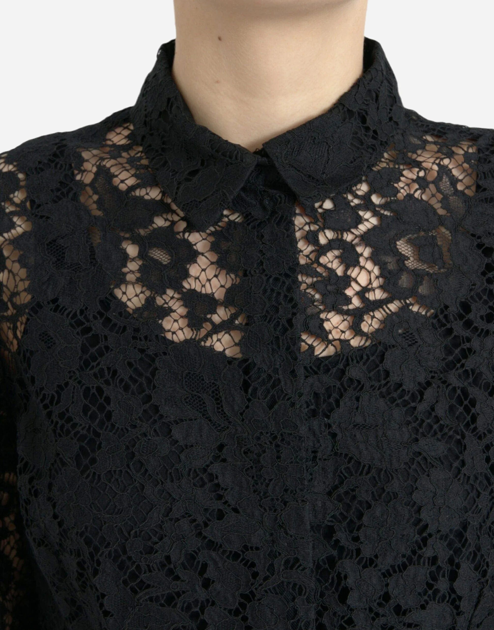 Dolce & Gabbana Floral Lace Long-Sleeved Blouse