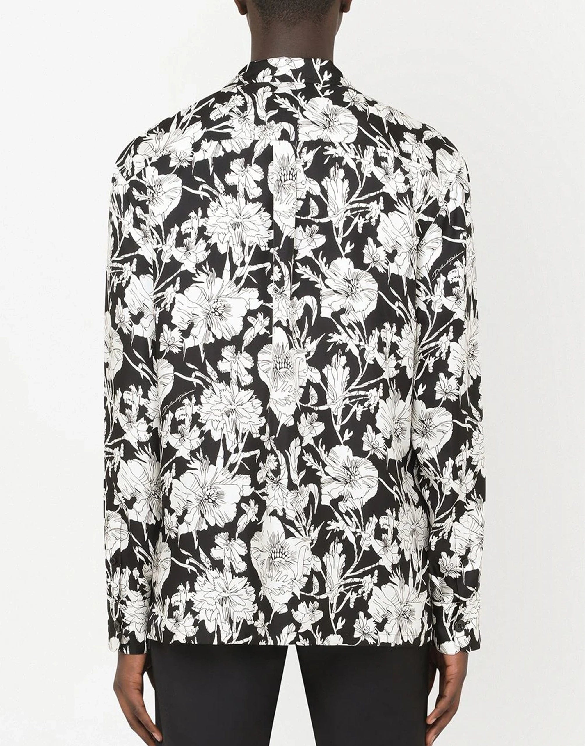Camicia di seta a doppio petto con stampa floreale