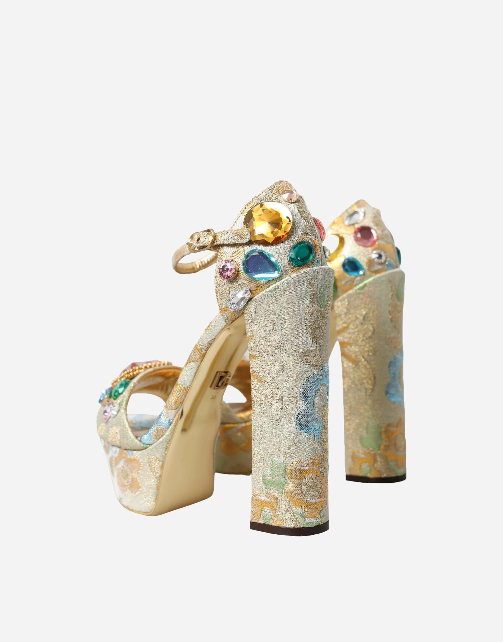 Dolce & Gabbana Jacquard Crystal-Embellished Platform Sandals