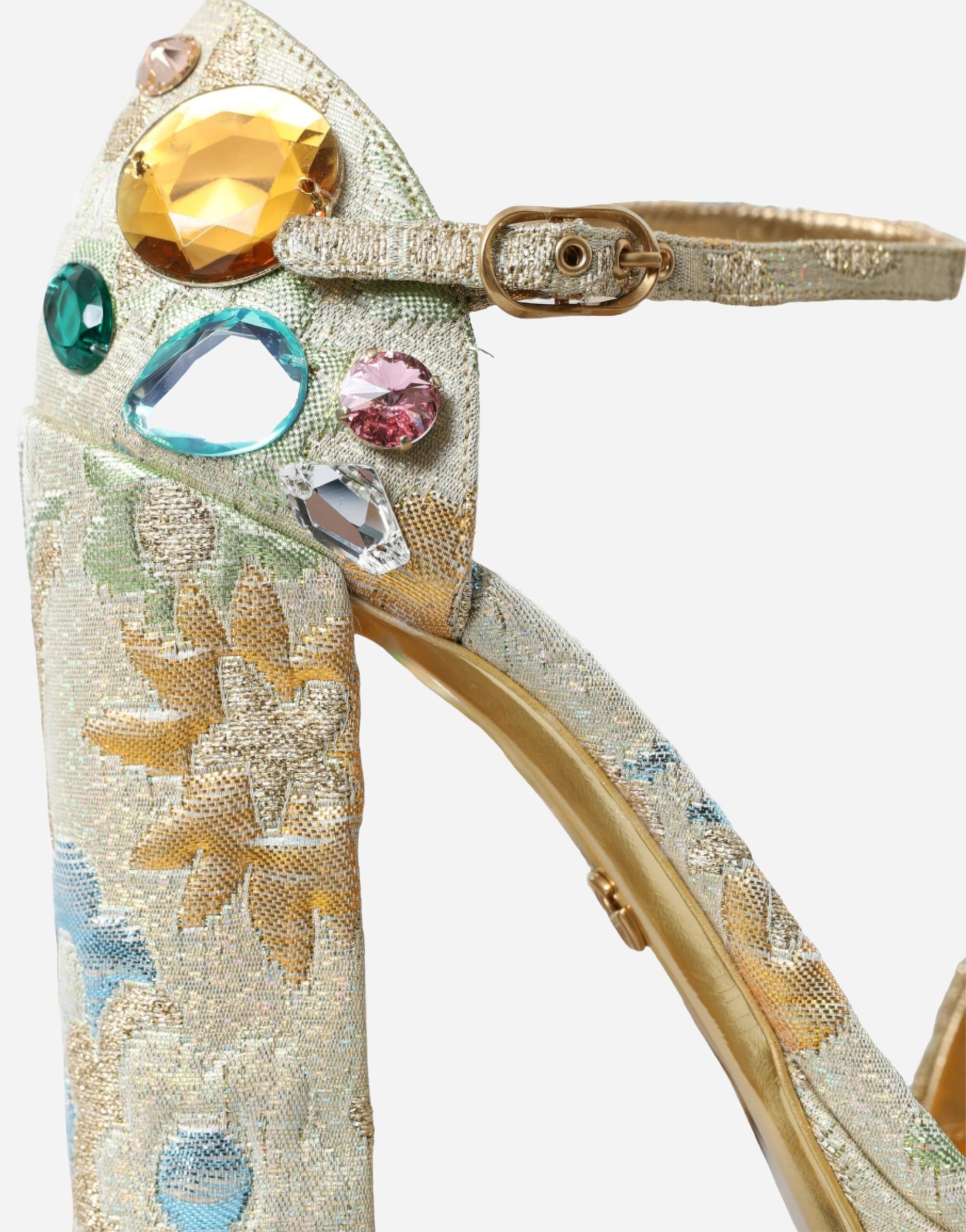 Dolce & Gabbana Jacquard Crystal-Embellished Platform Sandals