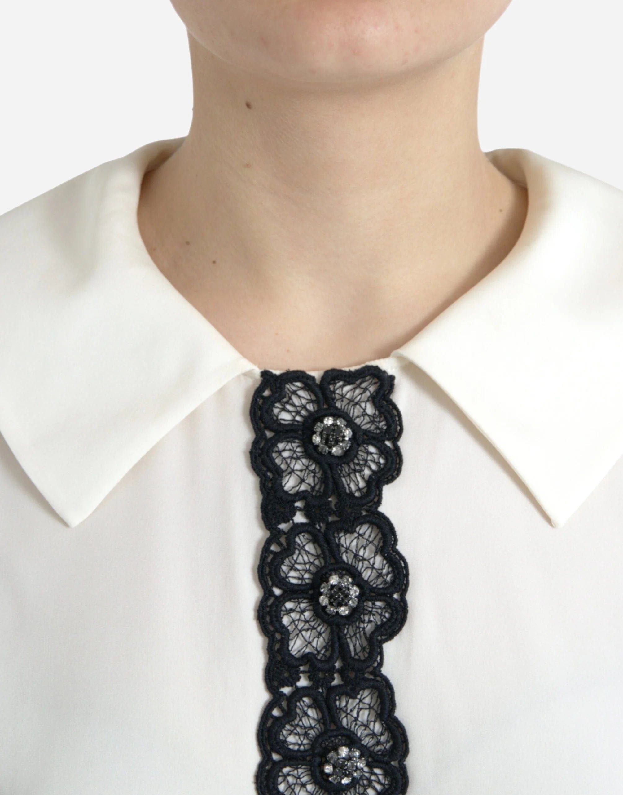 Dolce & Gabbana Lace-Trim Short Sleeve Blouse