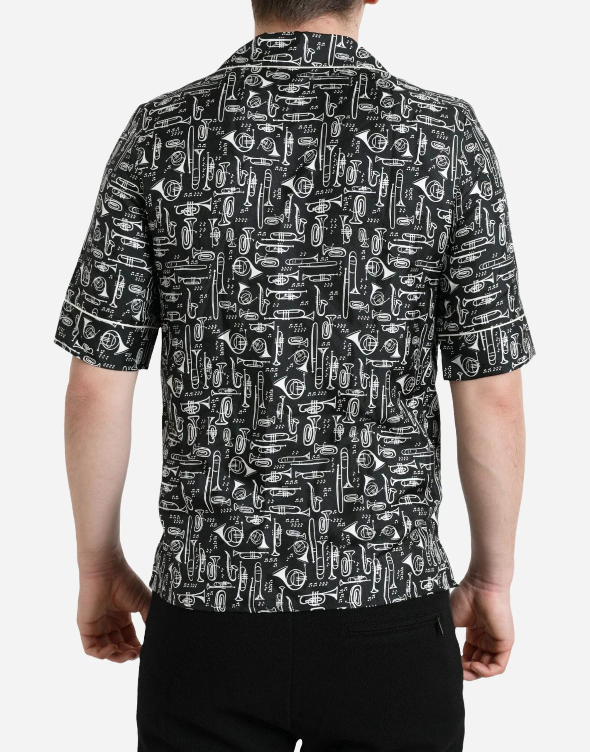 Dolce & Gabbana Trumpet Print Collared Shirt